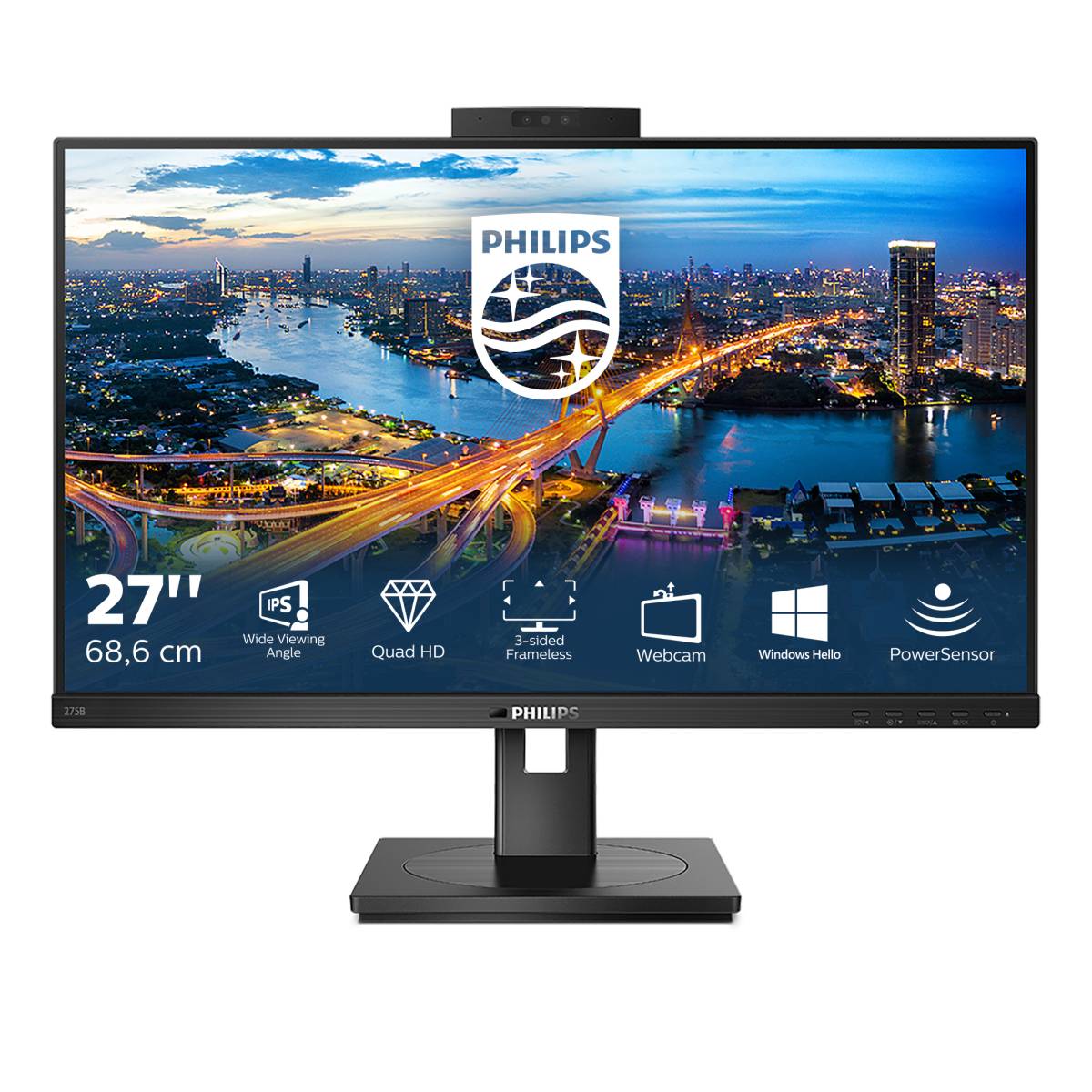 Rca Informatique - image du produit : 275B1H/00 27IN IPS QHD 350CD/4MS/HDMI/DP/3USB/USB-B/HAS