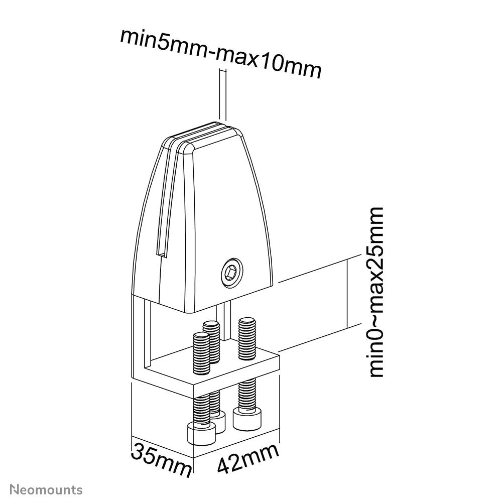 Rca Informatique - image du produit : DESK CLAMP FOR NS-GLSPROTECTXXX SUITED 8-25 WHITE