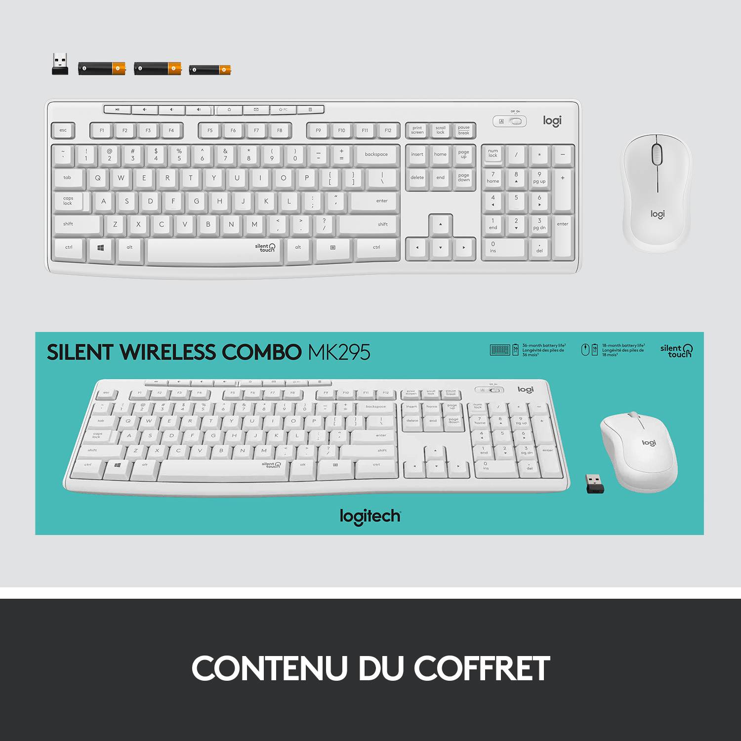 Rca Informatique - image du produit : MK295 SILENT WIRELESS COMBO OFF WHITE - US INTL - INTNL