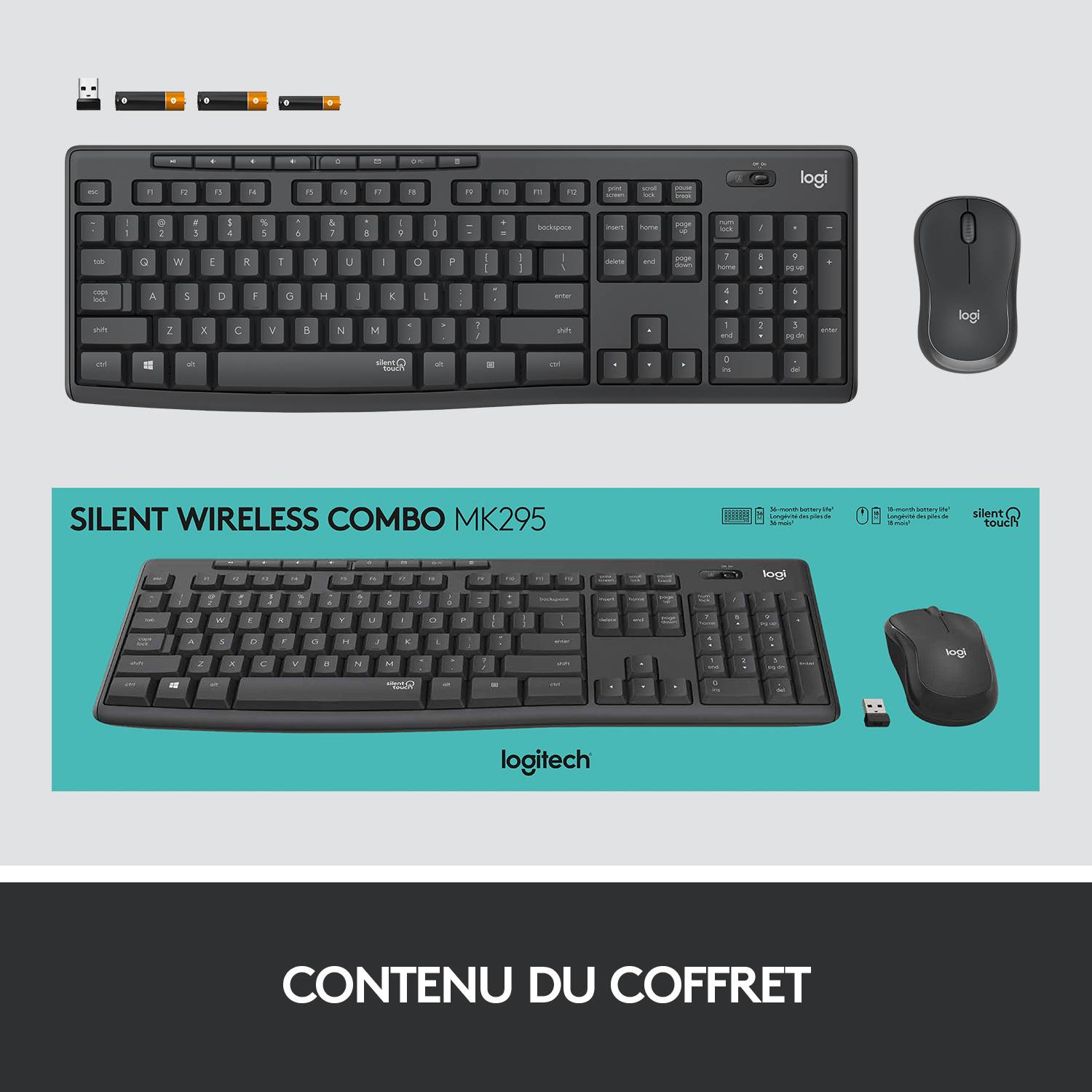 Rca Informatique - image du produit : MK295 SILENT WIRELESS COMBO GRAPHITE - NLB - INTNL