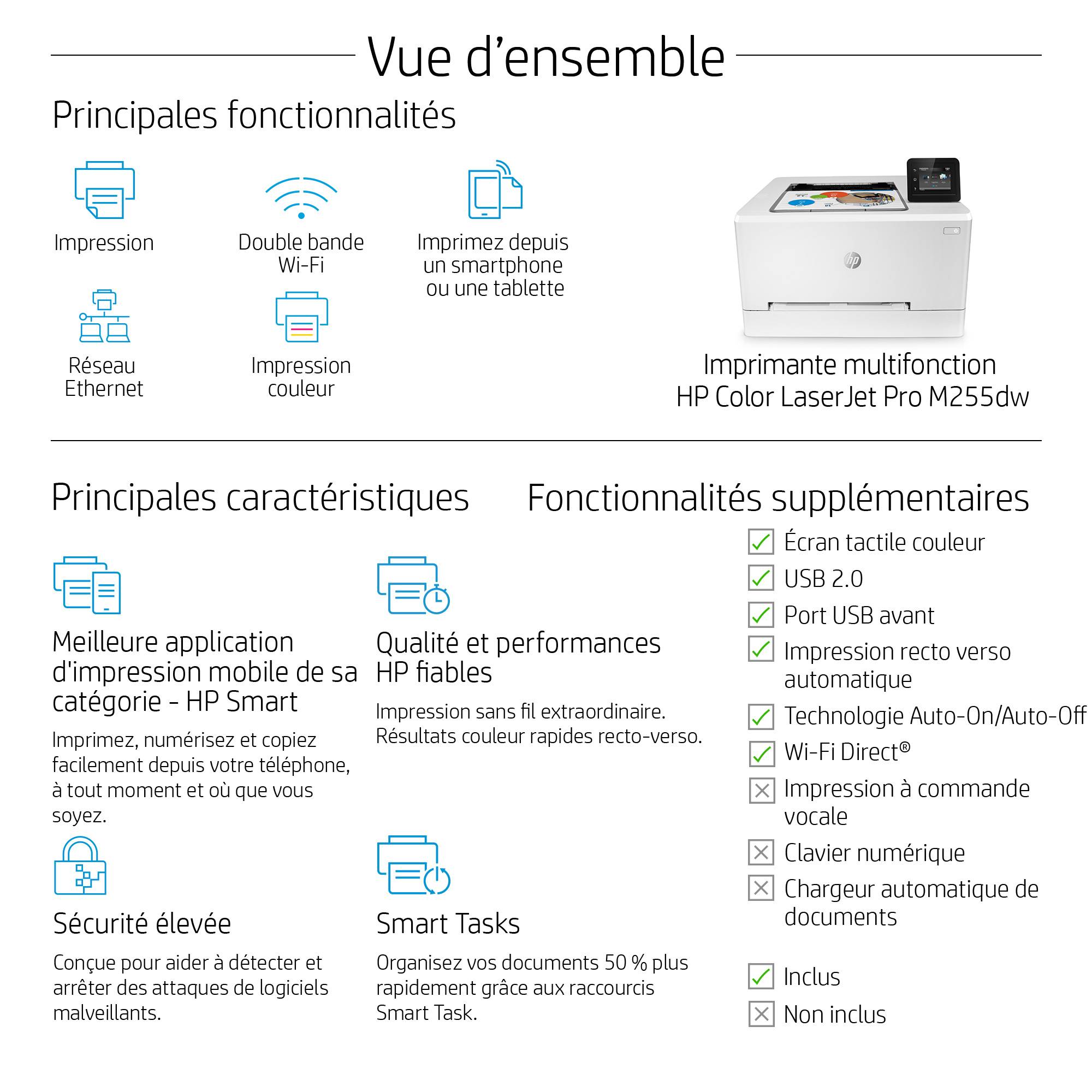 Rca Informatique - image du produit : LASERJET COLOR M255DW PRO 21PPM A4