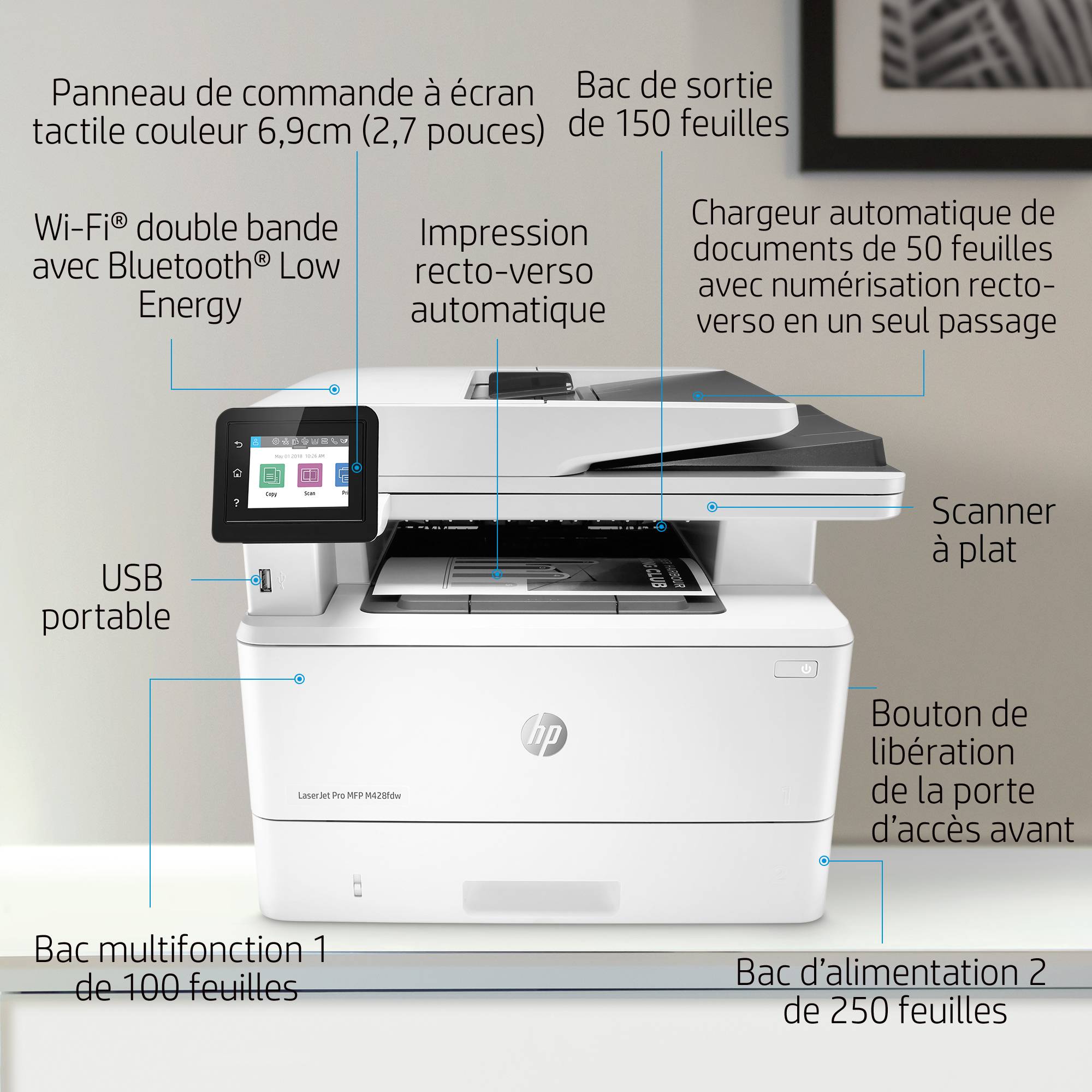 Rca Informatique - image du produit : LASERJET MFP M428FDW PRO 40PPM A4