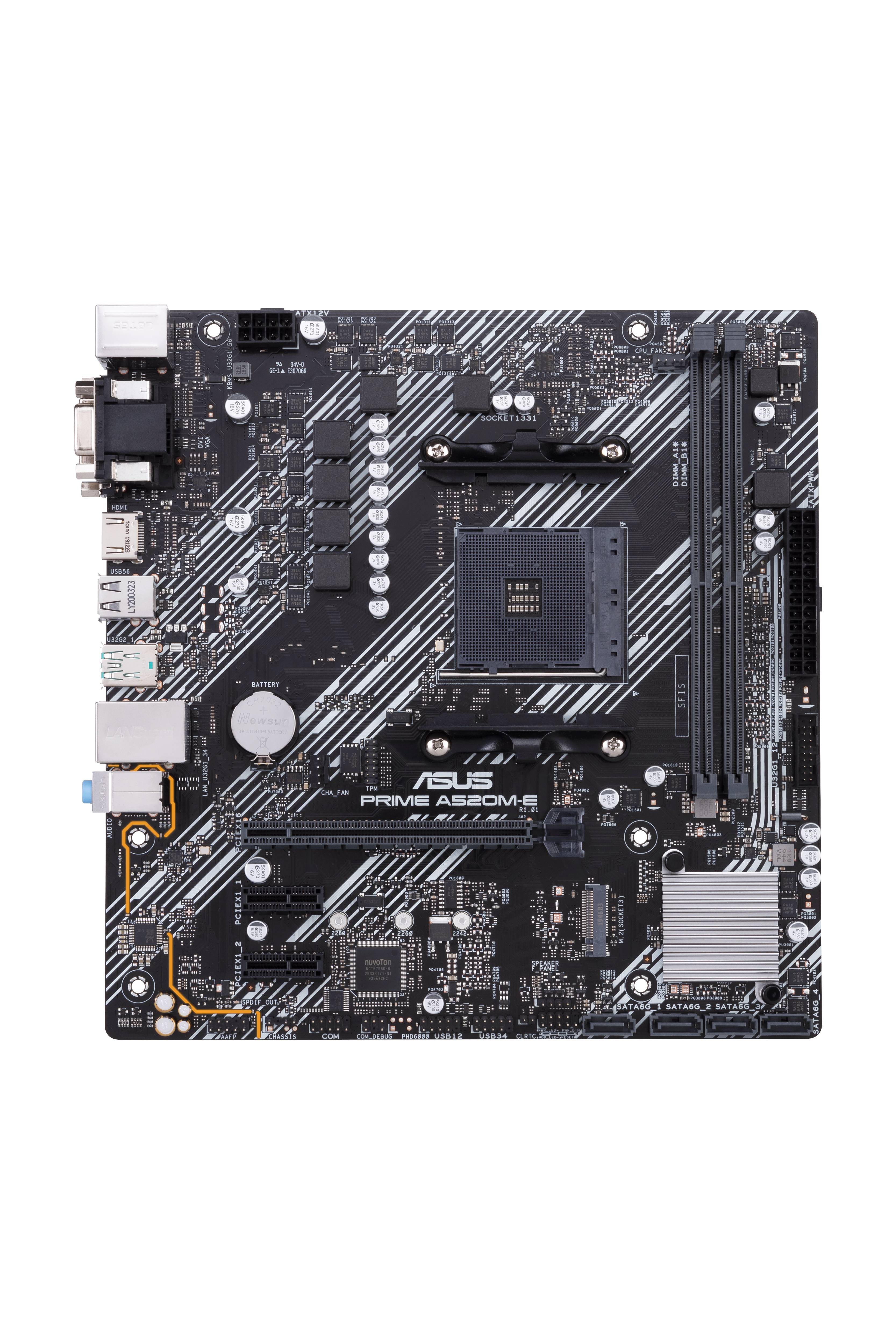 Rca Informatique - image du produit : PRIME A520M-E MATX +2GLN+U3.2+M2 SATA6+4XDDR4