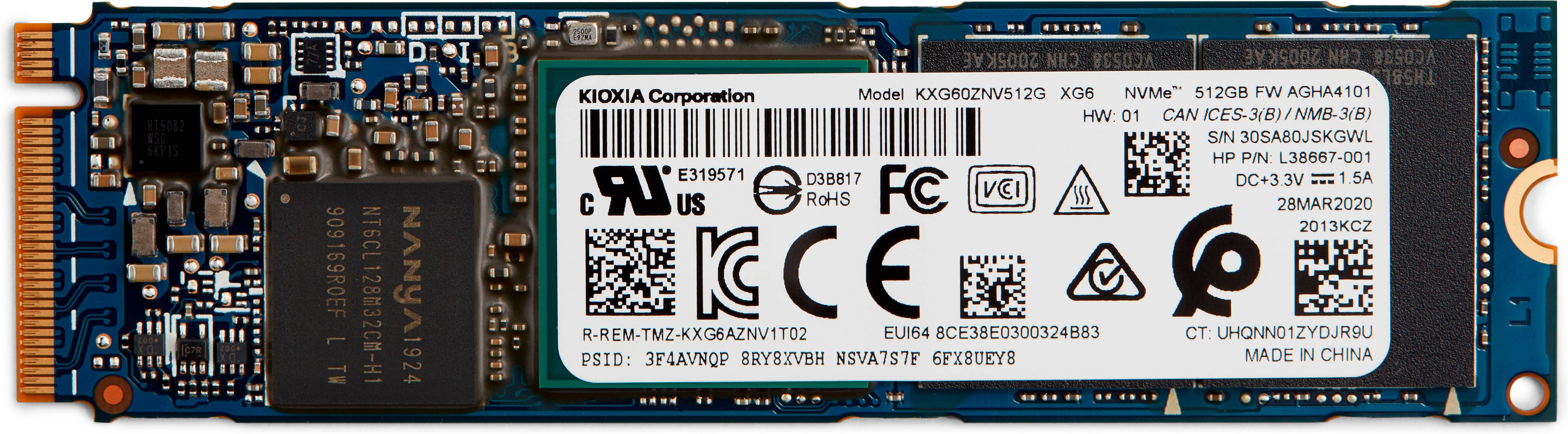 Rca Informatique - Image du produit : HP 512GB PCI-E 3X4 NVME M2 SSD .