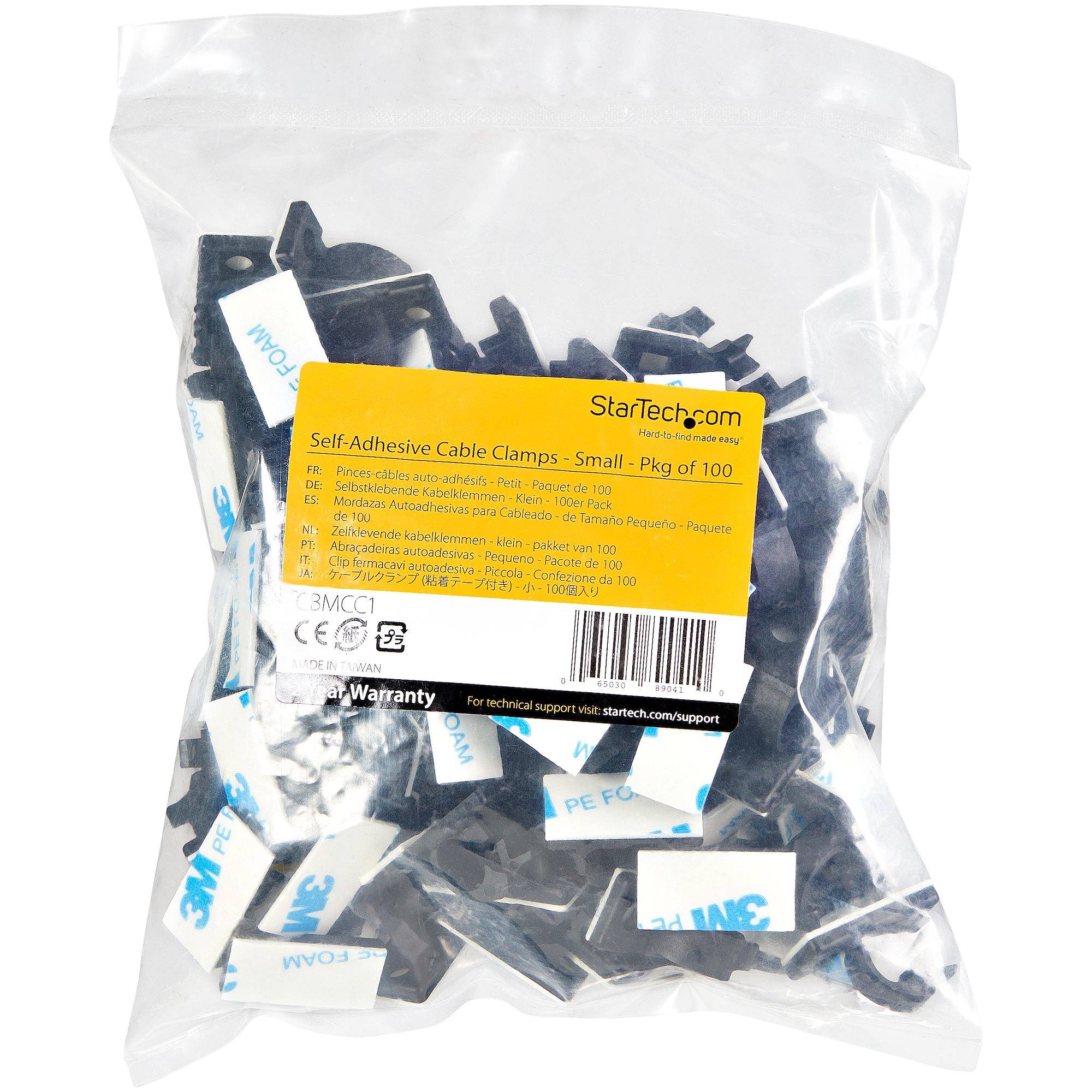 Rca Informatique - image du produit : 100 PACK OF SELF-ADHESIVE CABLE CLAMP SMALL