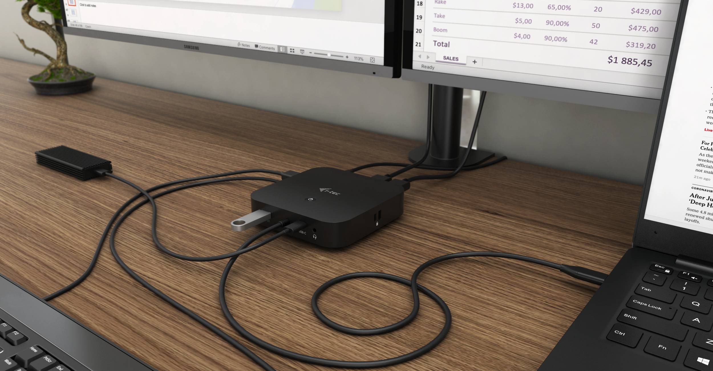 Rca Informatique - image du produit : I-TEC USB-C DUAL DISP DOCKINGEU STATION 65W + CHARGER-C77W.