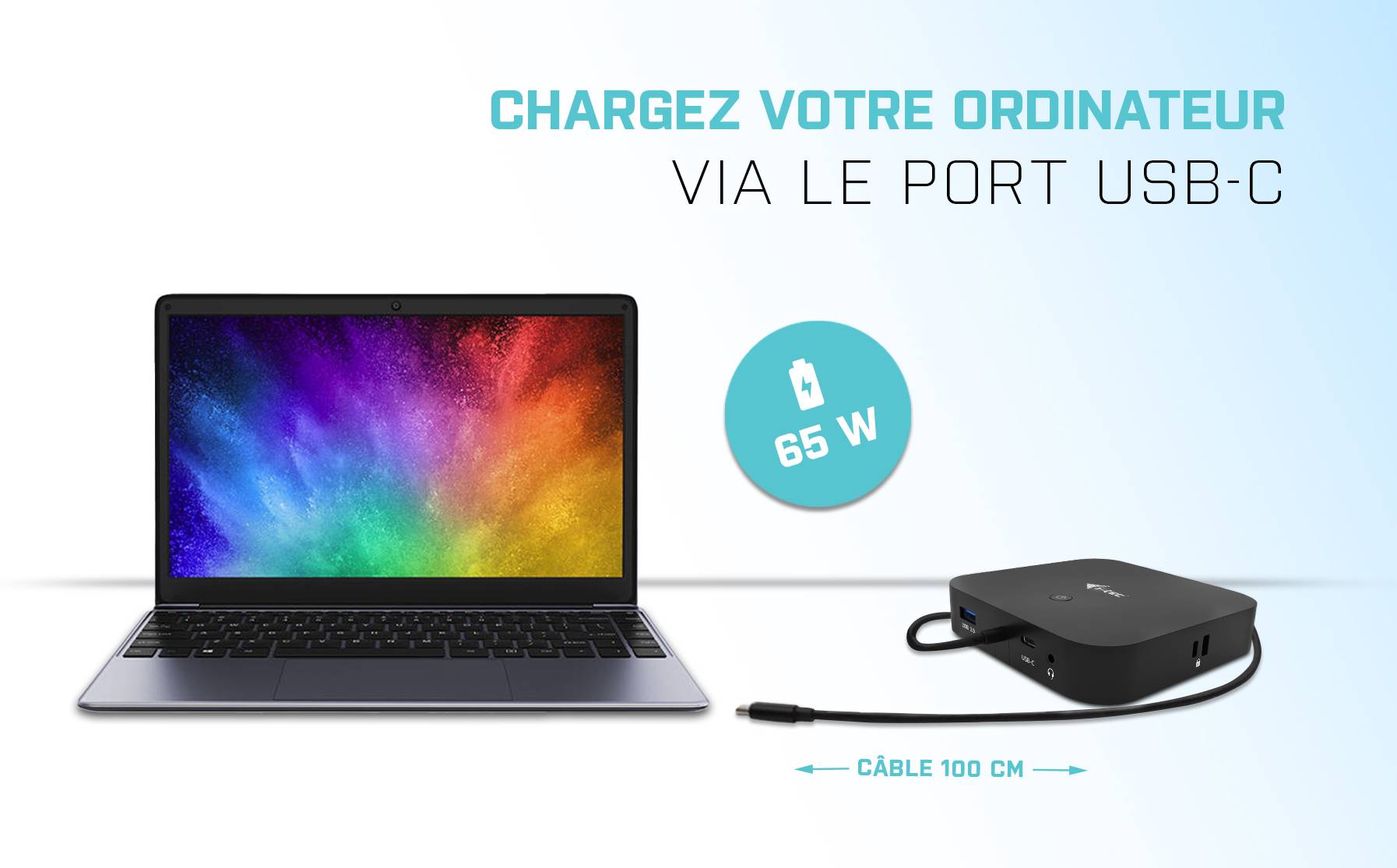 Rca Informatique - image du produit : I-TEC USB-C DUAL DISP DOCKINGEU STATION 65W + CHARGER-C77W.