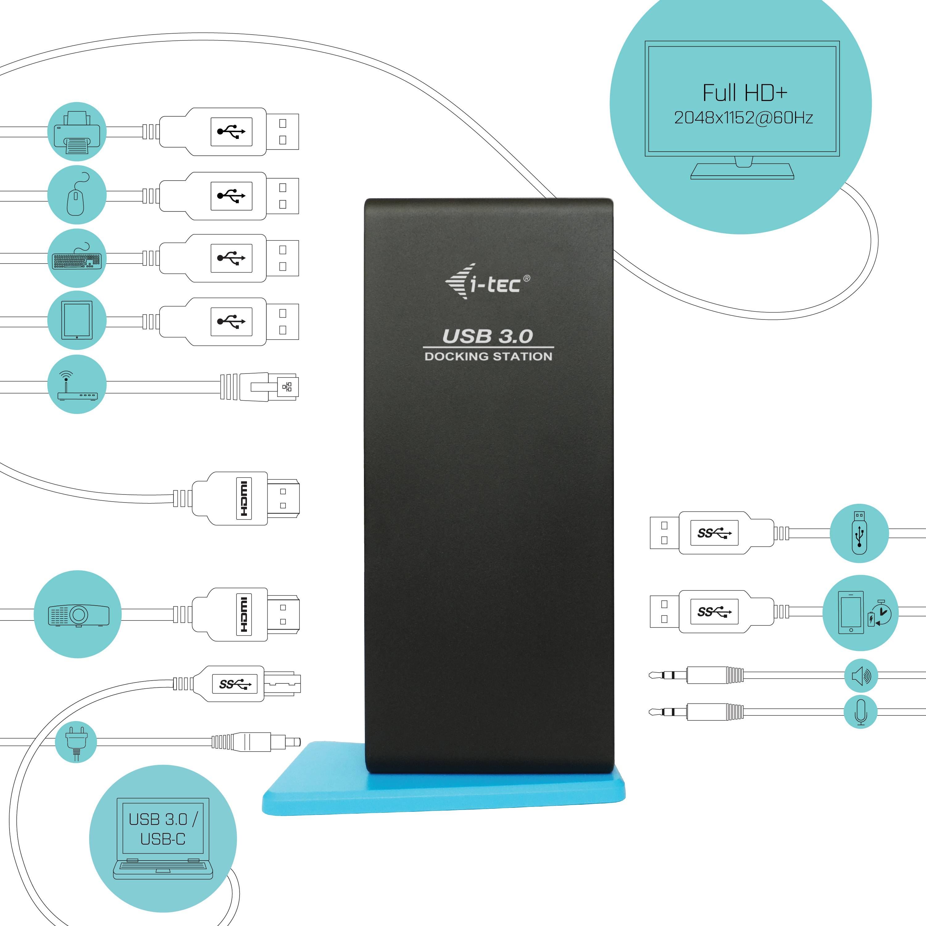 Rca Informatique - image du produit : I-TEC USB 3.0/USB-C DUAL HDMI DOCKING STATION