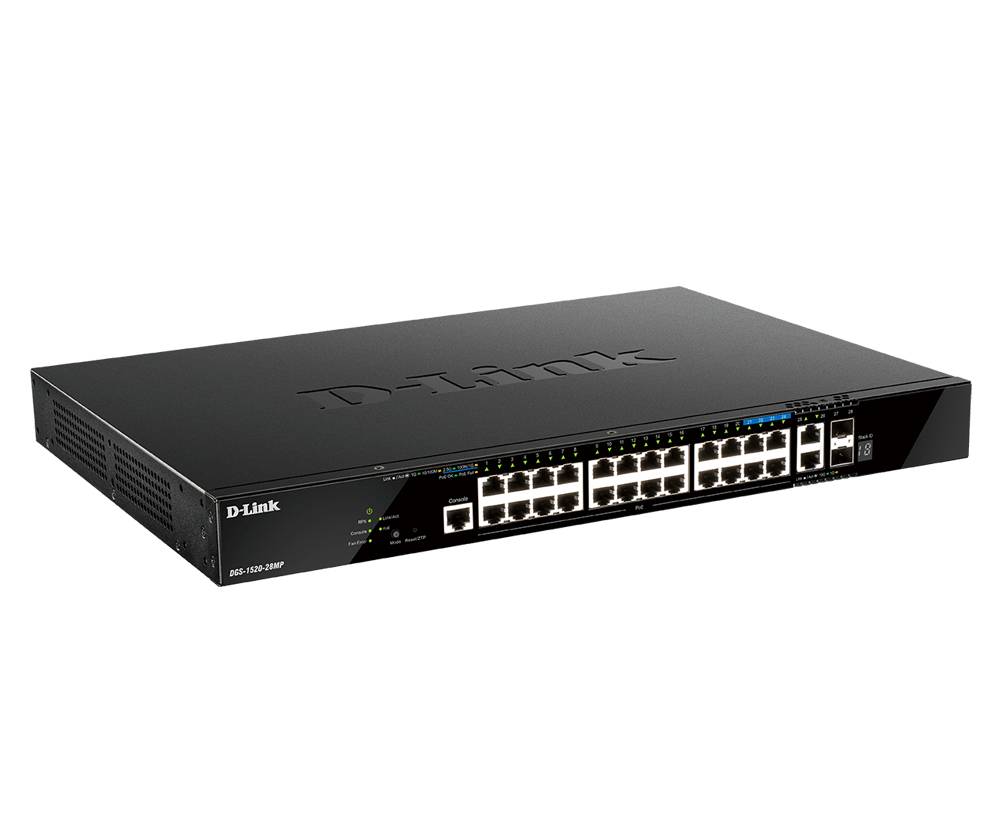 Rca Informatique - Image du produit : 28-P SMART MANAGED POE+ SWITCH GIGABIT STACKABLE 4X10G 4X2.5