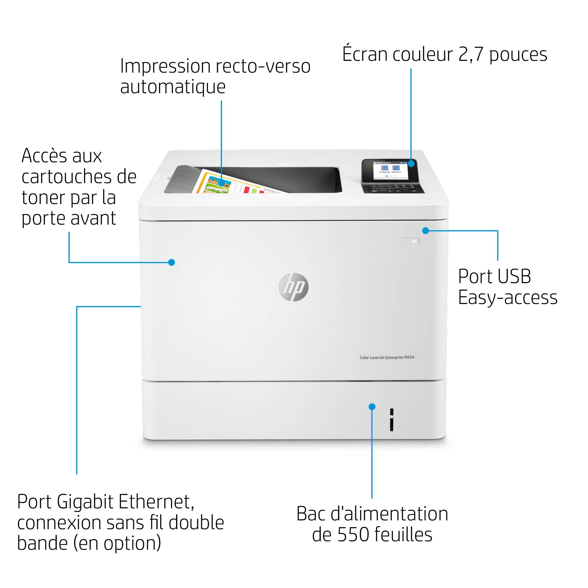 Rca Informatique - image du produit : LASERJET COLOR M554DN ENTERPRISE 38PPM A4