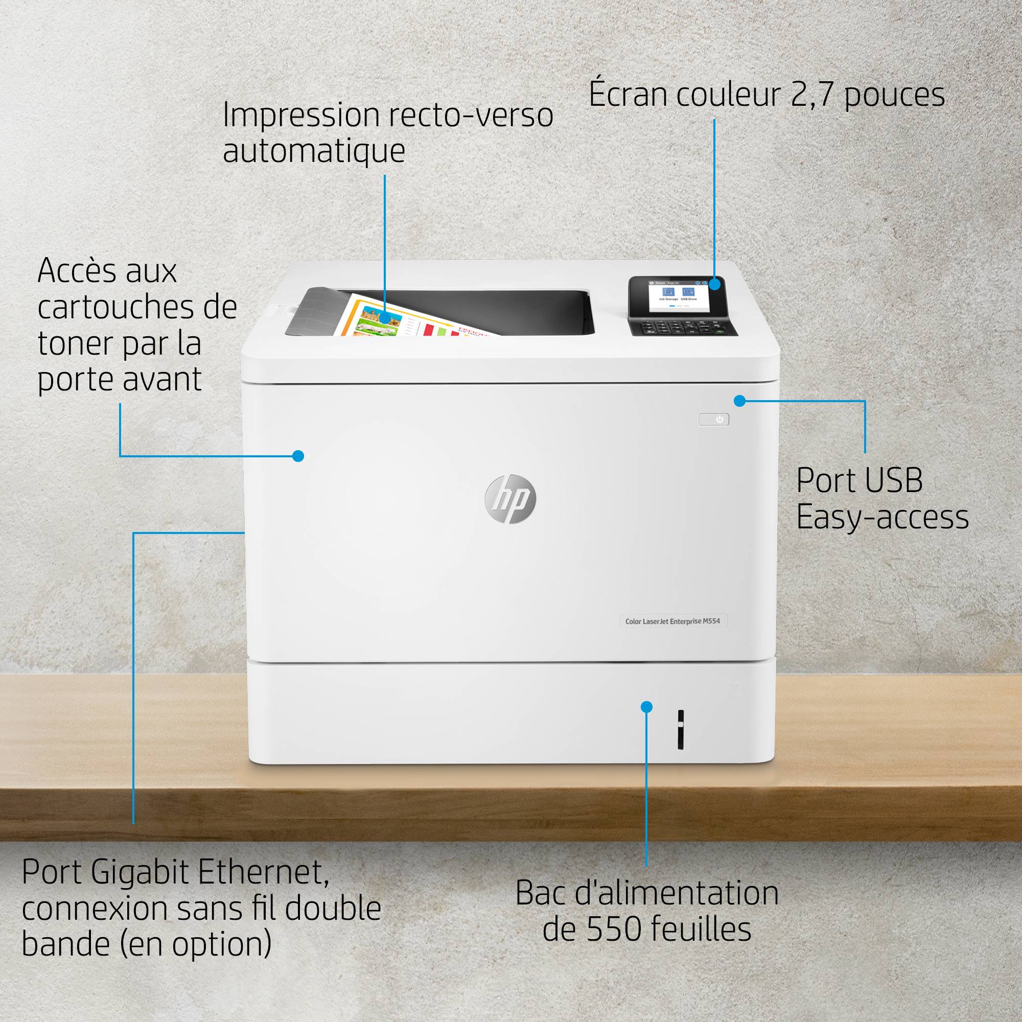 Rca Informatique - image du produit : LASERJET COLOR M554DN ENTERPRISE 38PPM A4