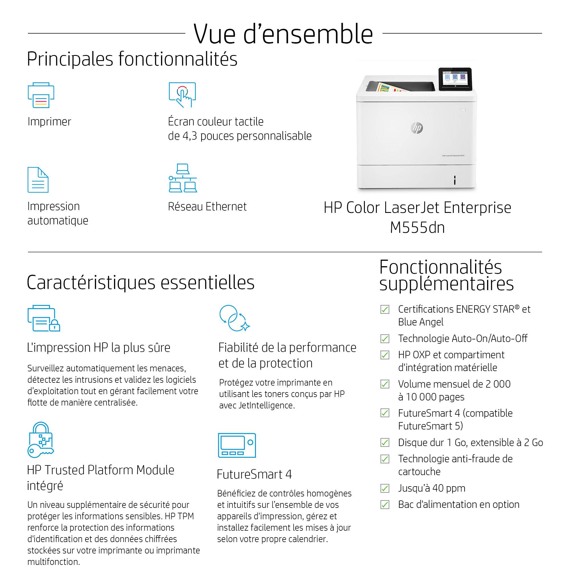 Rca Informatique - image du produit : LASERJET COLOR M555DN ENTERPRISE 40PPM A4