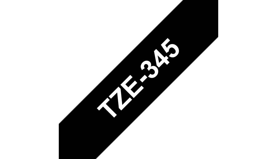 Rca Informatique - image du produit : TZE-345 LAMINATED TAPE 18MM 8M BLANC/NOIR