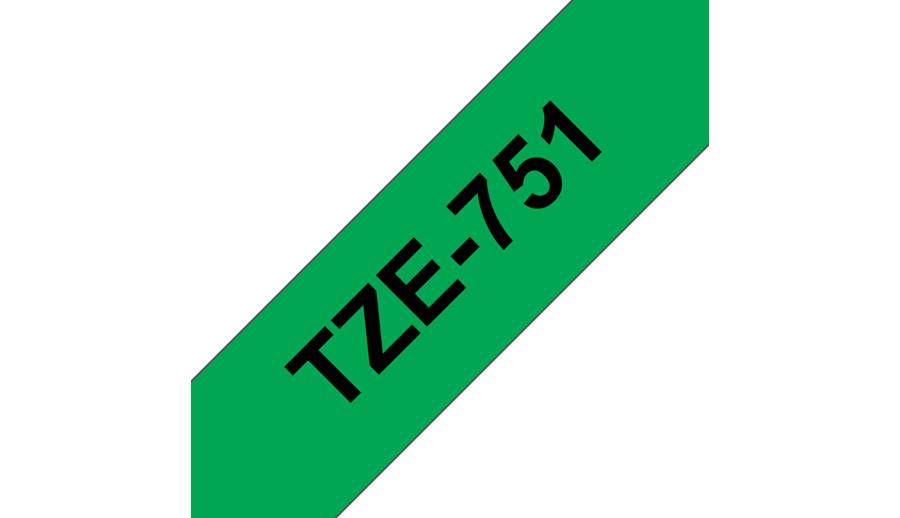 Rca Informatique - image du produit : TZE-751 LAMINATED TAPE 24MM 8M NOIR/VERT