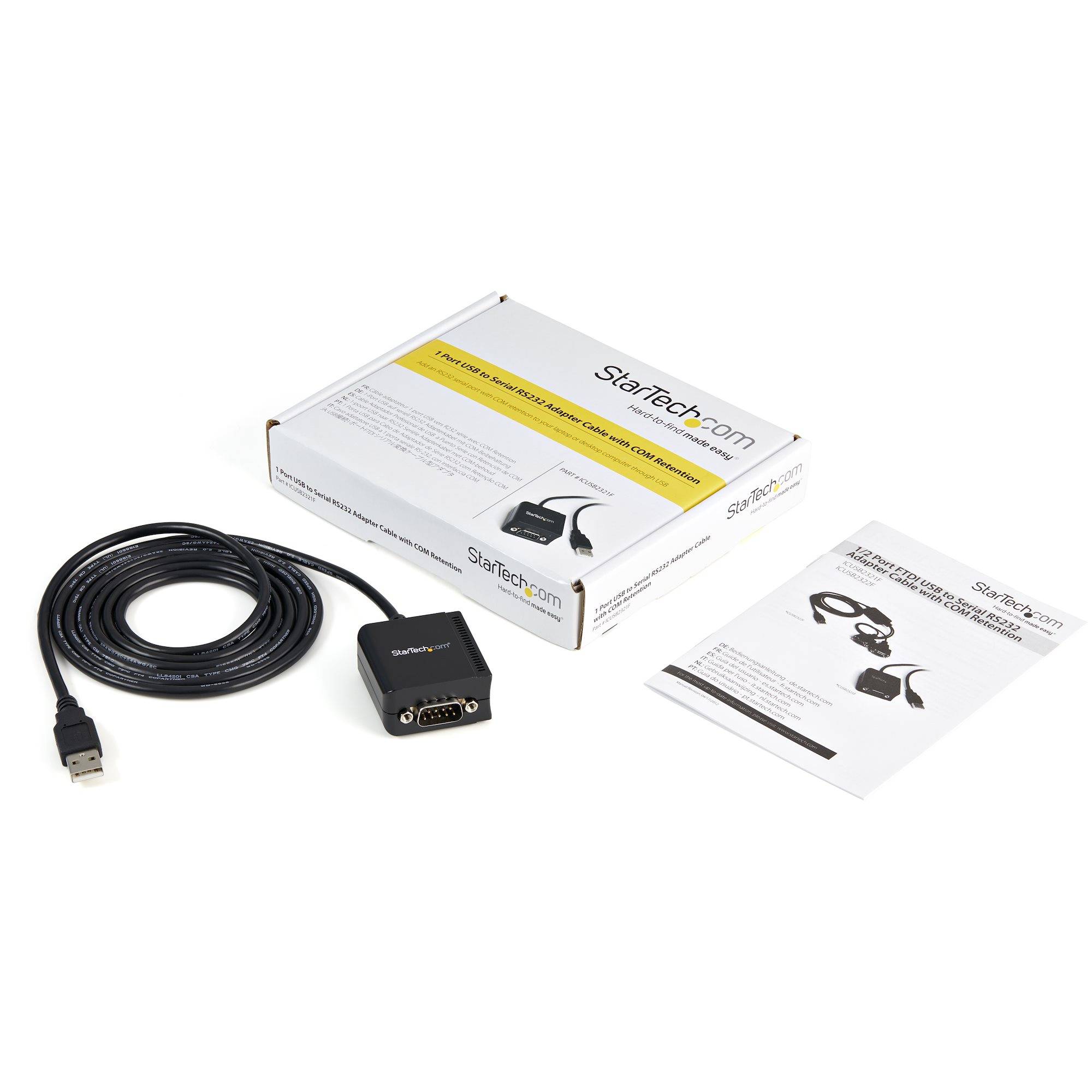 Rca Informatique - image du produit : CABLE ADAPTATEUR USB SERIE DB9 RS232 - 1.80M - FTDI