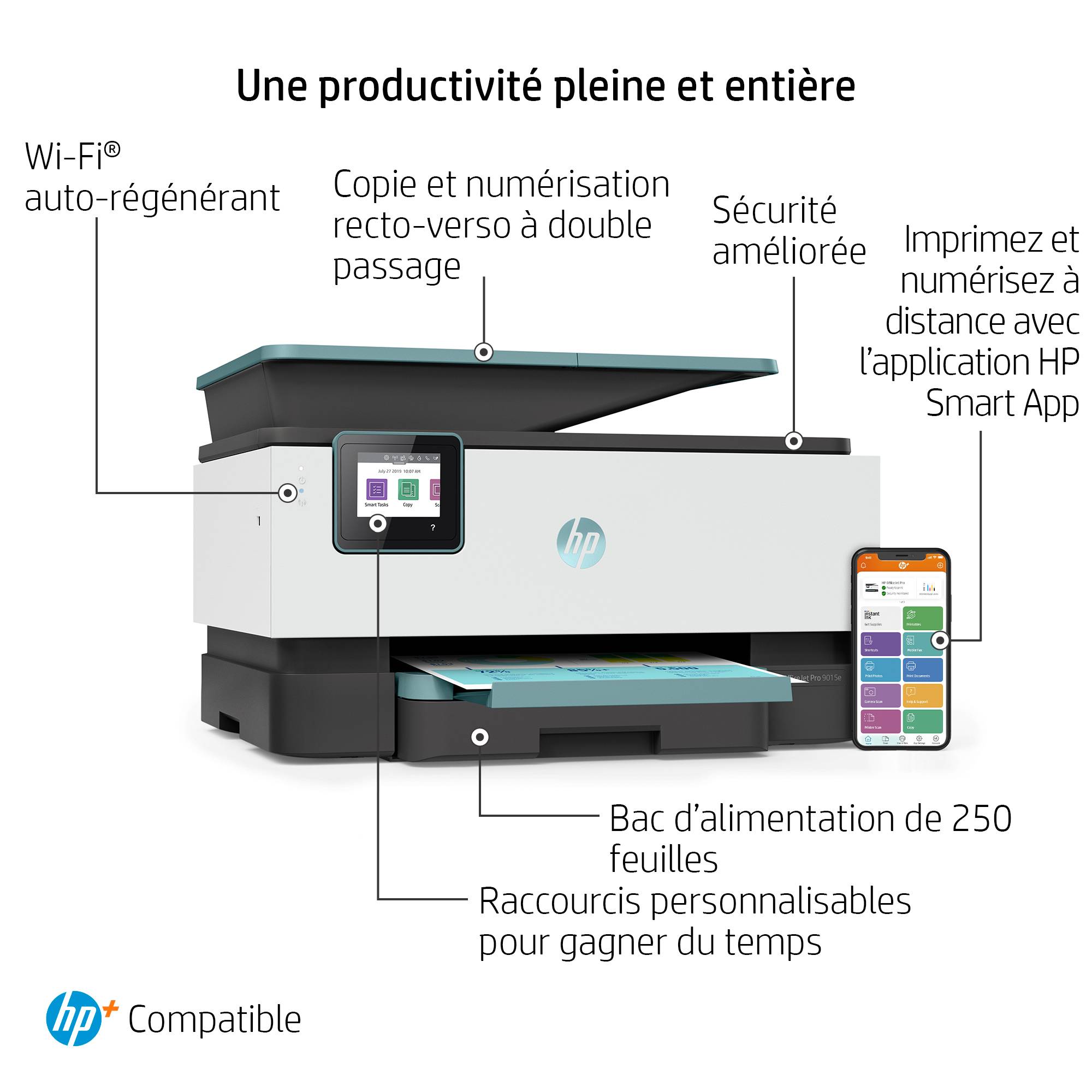 Rca Informatique - image du produit : OFFICEJET PRO 9015E ALL-IN-ONE PRINTER WHITE + OASIS DERIVATE