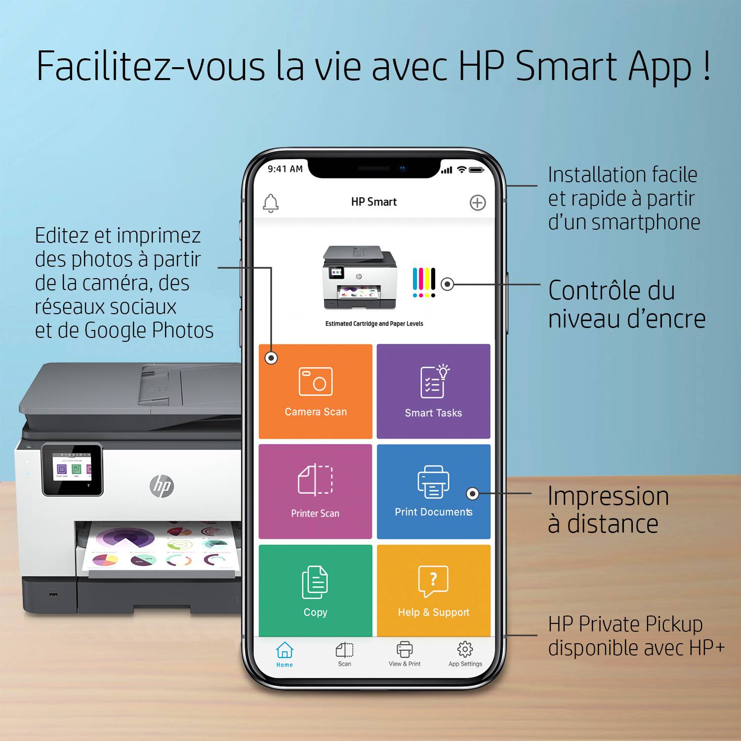 Rca Informatique - image du produit : OFFICEJET PRO 9022E ALL-IN-ONE PRINTER WHITE + BASALT