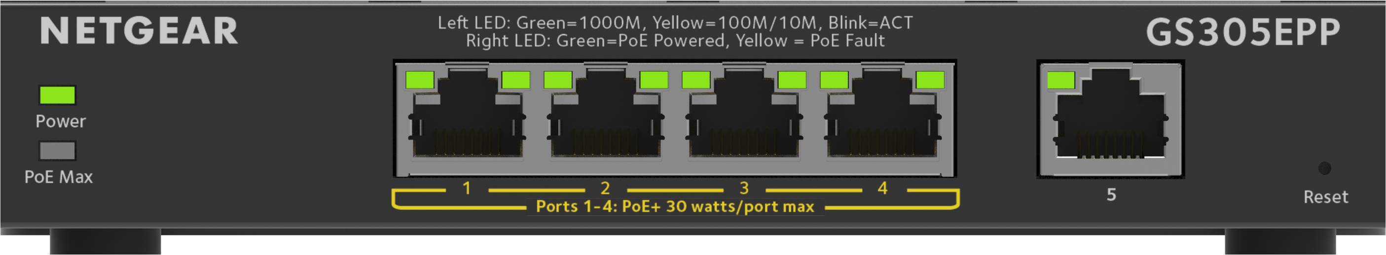 Rca Informatique - image du produit : 5PT GE PLUS SWCH W/ HI-PWR POE+ IN