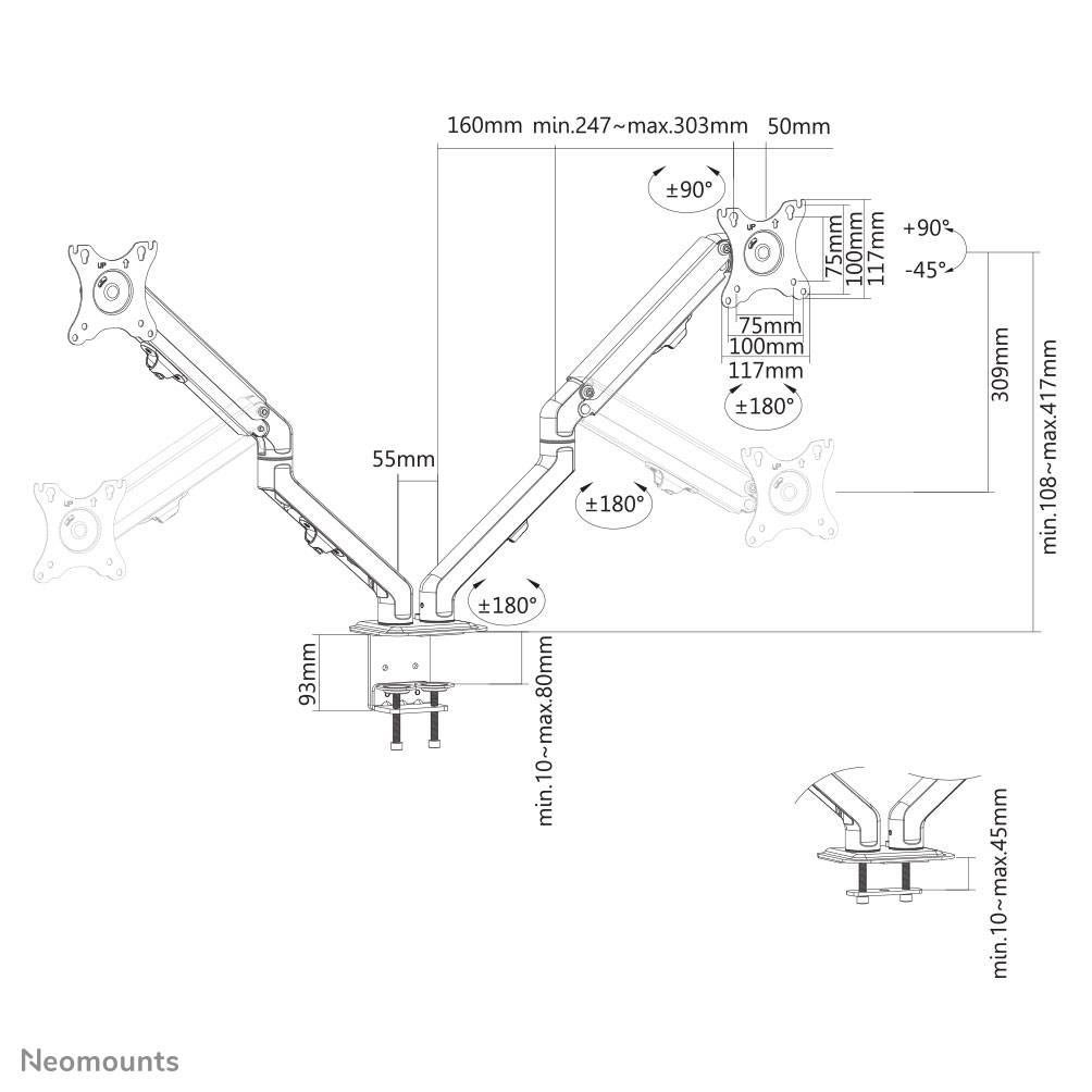 Rca Informatique - image du produit : NEWSTAR FLAT SCREEN DESK MOUNT (STAND/GROMMET)