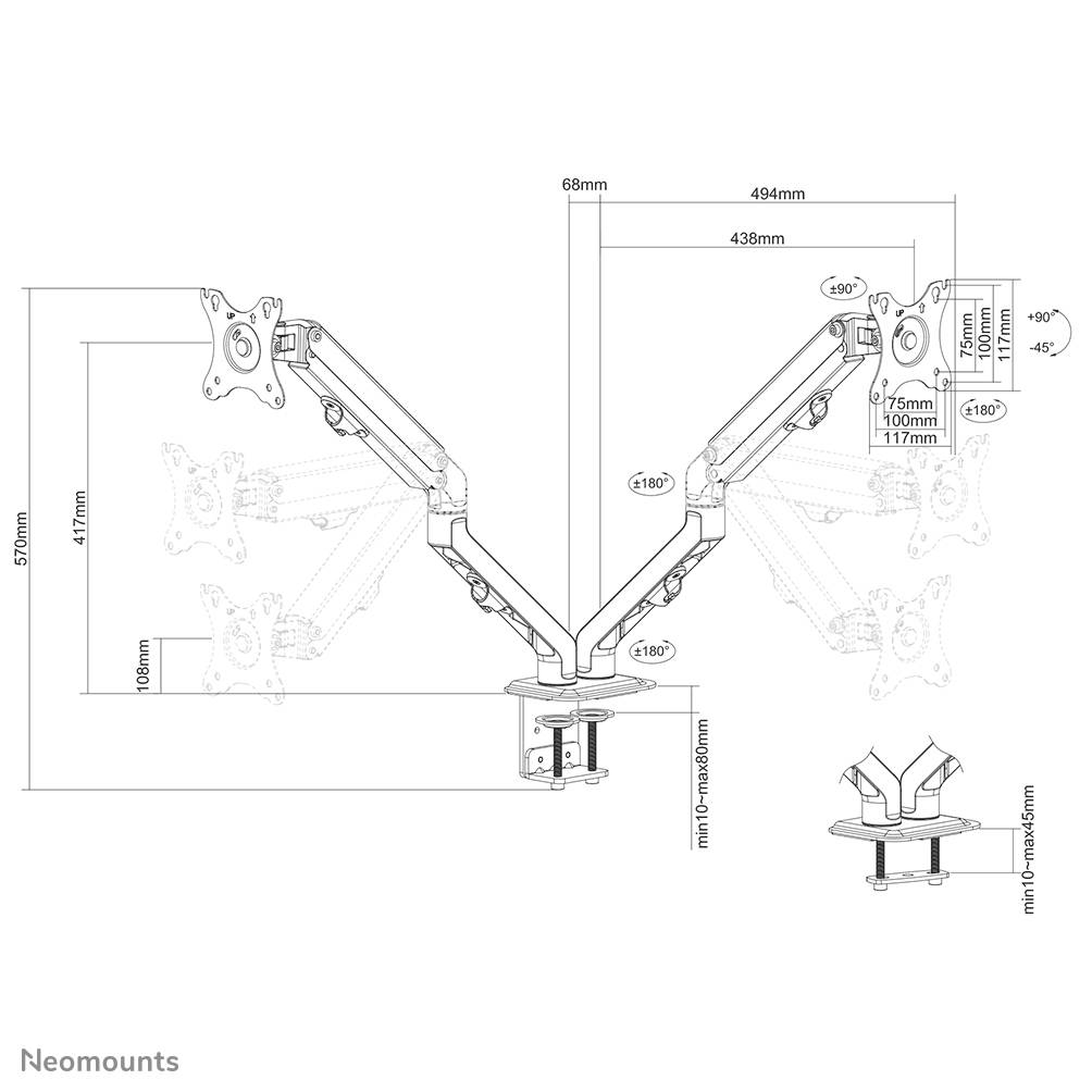 Rca Informatique - image du produit : NEWSTAR FLAT SCREEN DESK MOUNT (STAND/GROMMET)