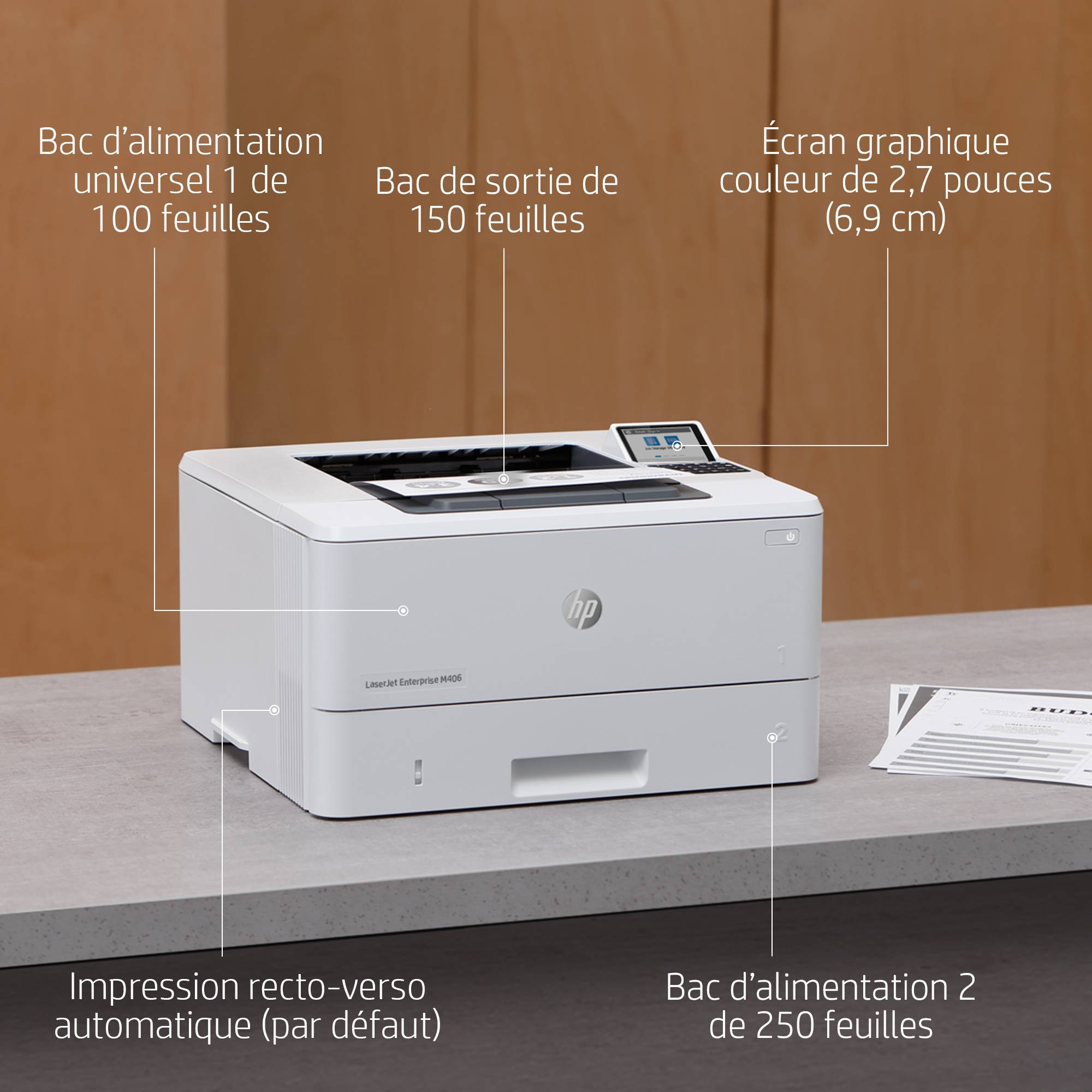 Rca Informatique - image du produit : LASERJET M406DN 38PPM A4 128MB 1200DPI USB 2.0