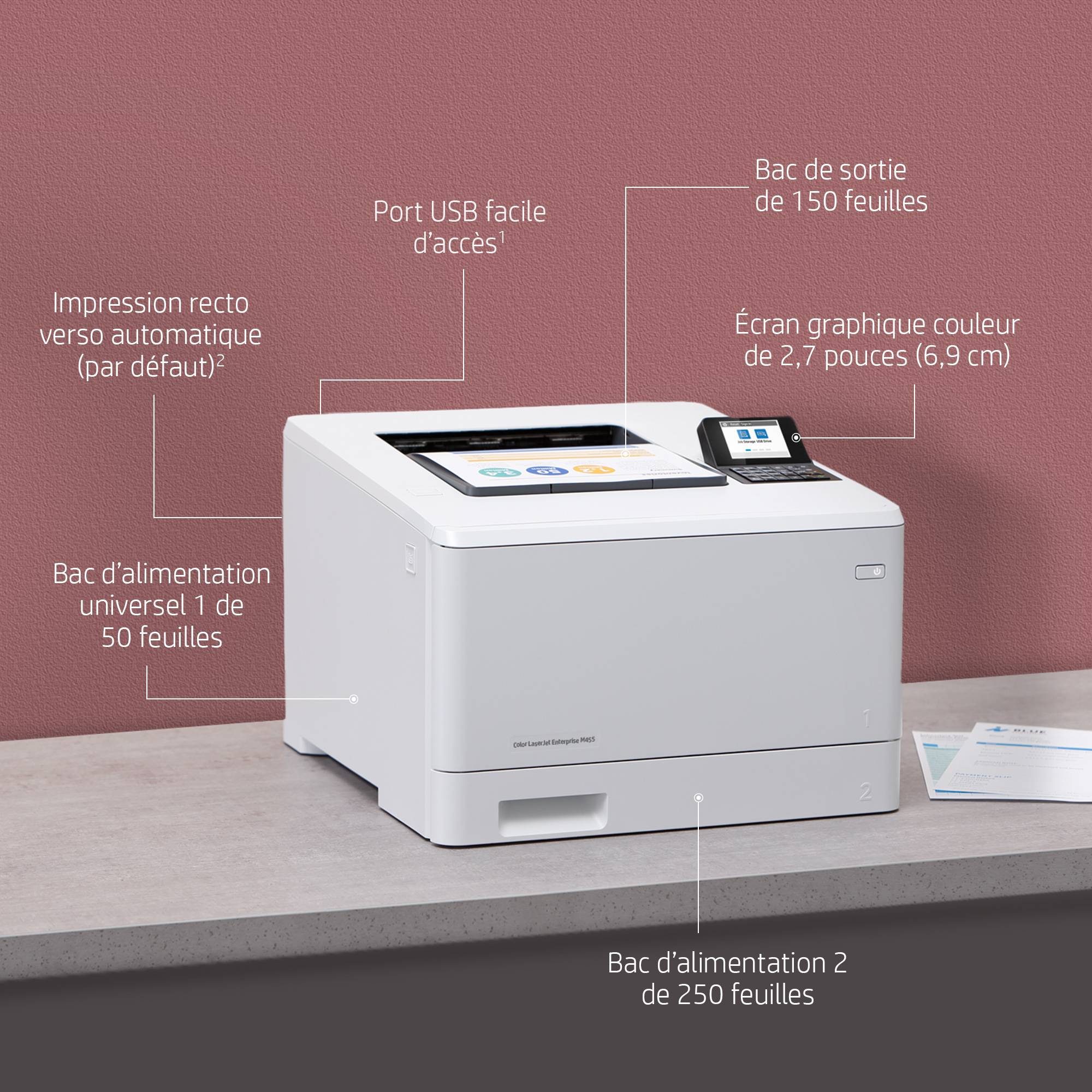 Rca Informatique - image du produit : LASERJET M455DN 25PPM A4 128MB 1200DPI USB 2.0