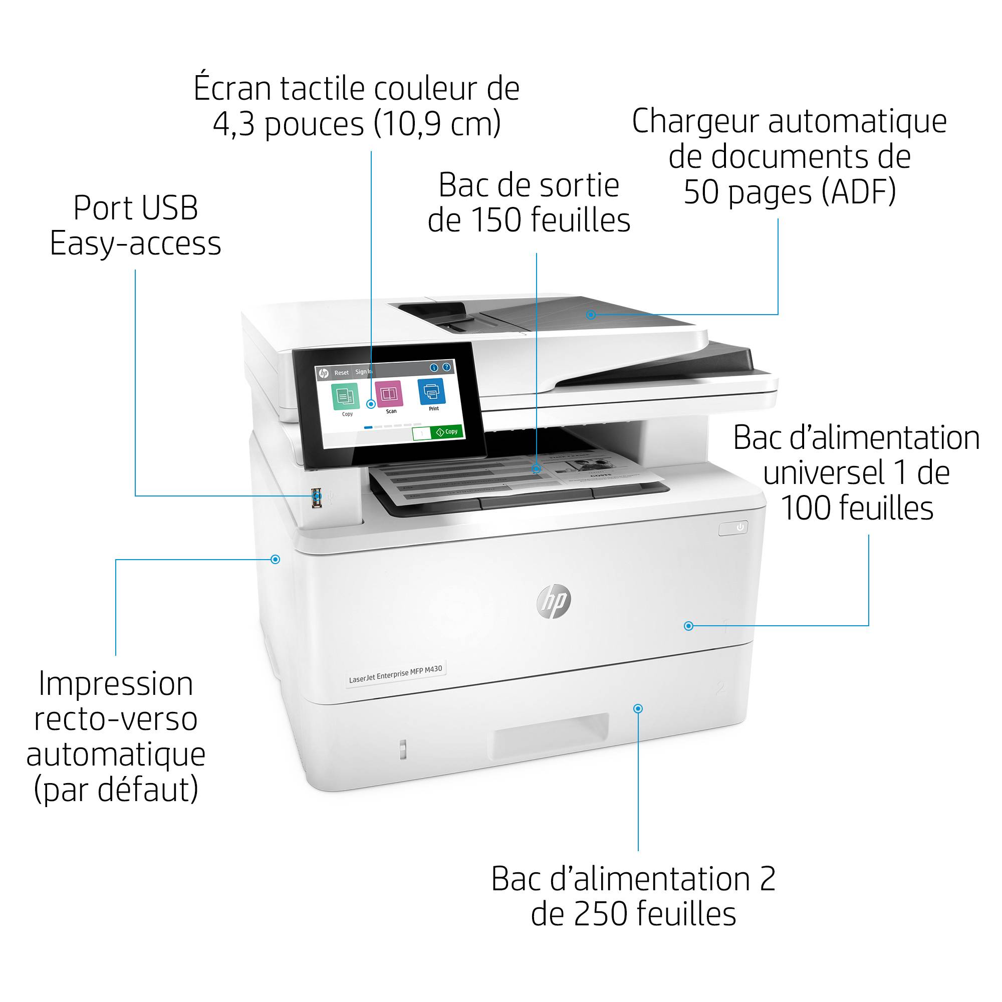 Rca Informatique - image du produit : LASERJET M430F MFP 38PPM A4 128MB 1200DPI USB 2.0