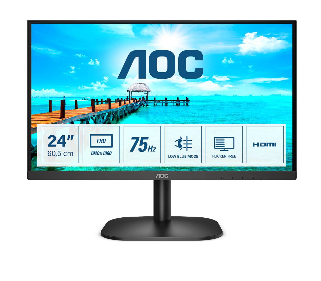 Rca Informatique - image du produit : 23.8IN BASIC-LINE 1920X1080 16:9 75HZ 250 DVI HDMI