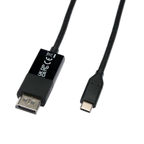 Rca Informatique - image du produit : USB-C TO DP 1.2 CABLE 1M BLACK VID DATA CABLE 21.6GBPS 4K UHD