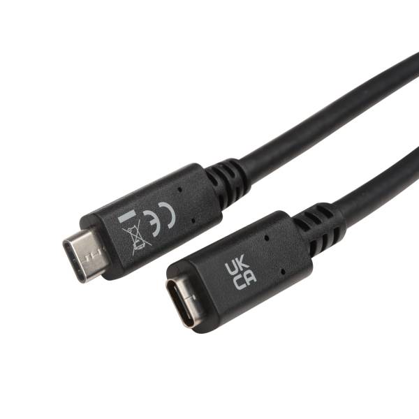 Rca Informatique - image du produit : USB-C EXTN CABLE 2M BLACK F/M USB-C EXTENSION CABLE 5 GBPS