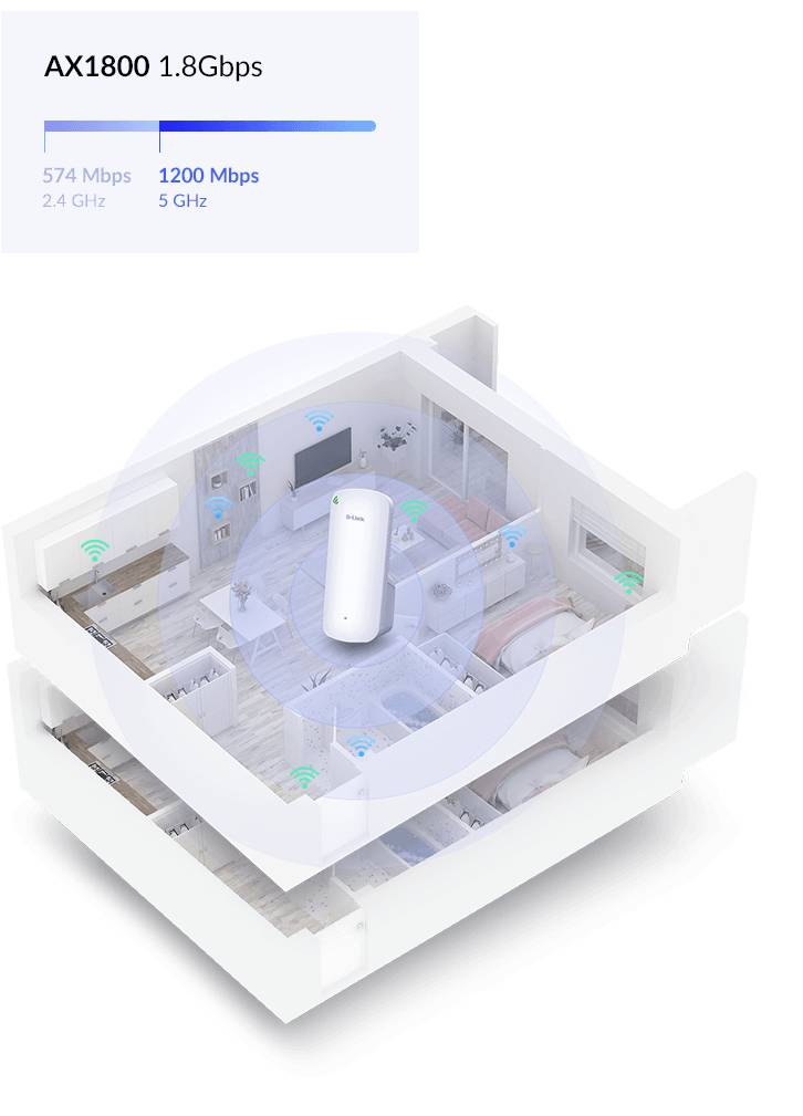 Rca Informatique - image du produit : AX1800 MESH WI-FI 6 RANGE EXTENDER