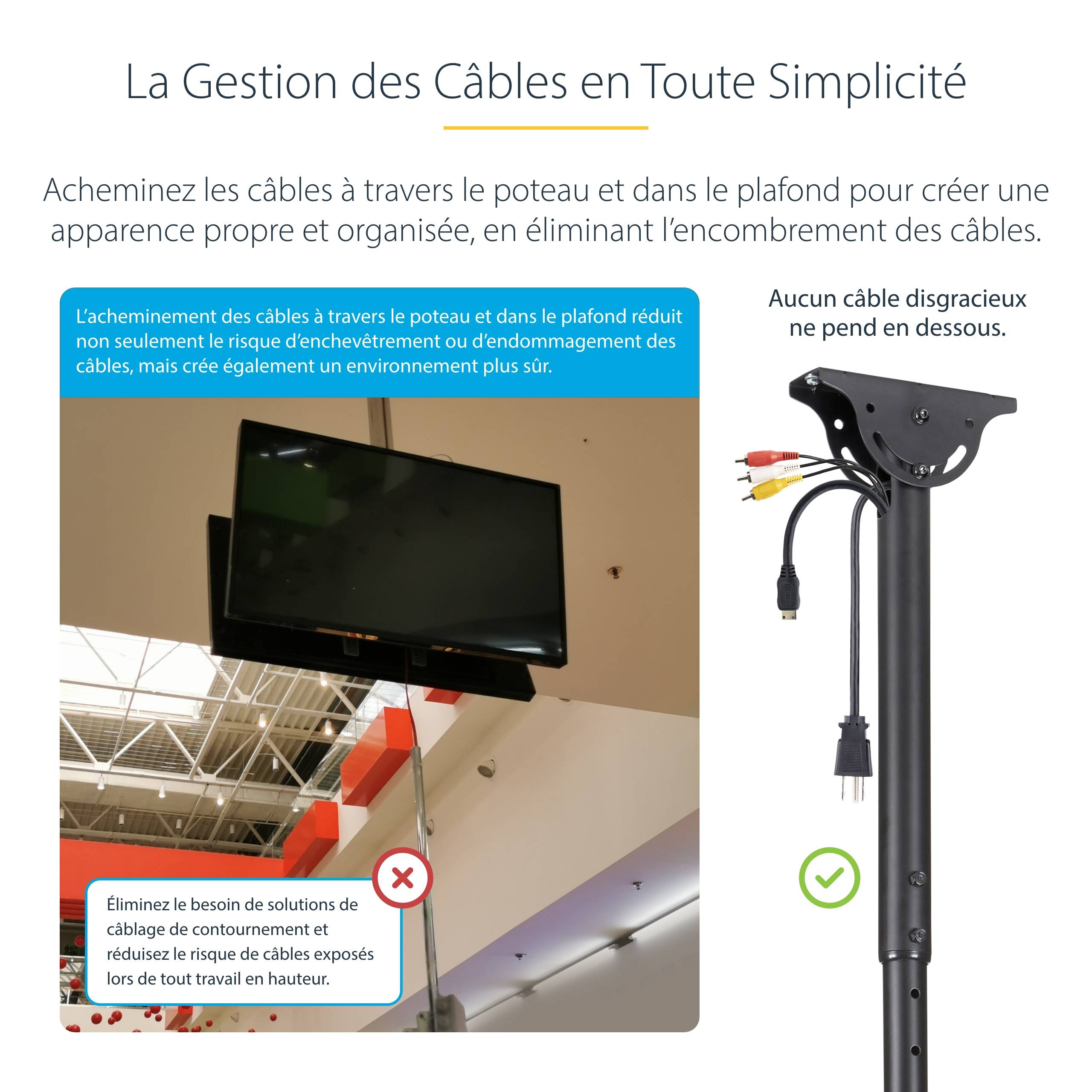 Rca Informatique - image du produit : CEILING TV MOUNT BACK-TO-BACK FOR 32IN TO 75IN DISPLAYS/STEEL