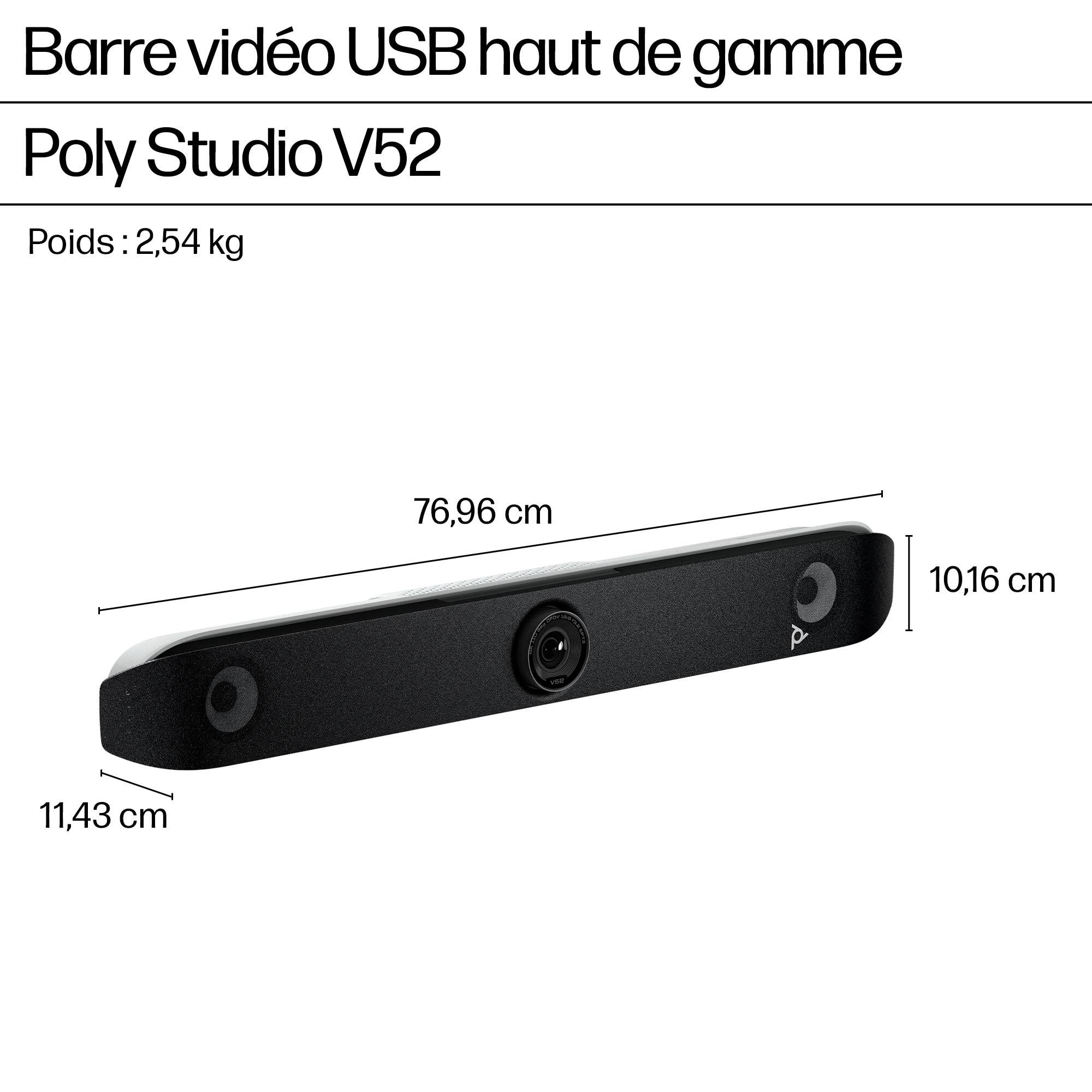 Rca Informatique - image du produit : POLY STUDIO V52 USB VIDEO BAR UVB EMEA-INTL ENGLISH LOC-EUPLUG