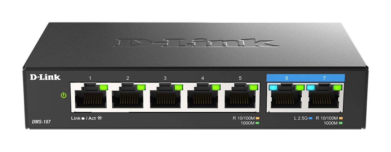 Rca Informatique - Image du produit : 7-PORT UNMANAGED SWITCH 5X1G 2X2.5G FANLESS