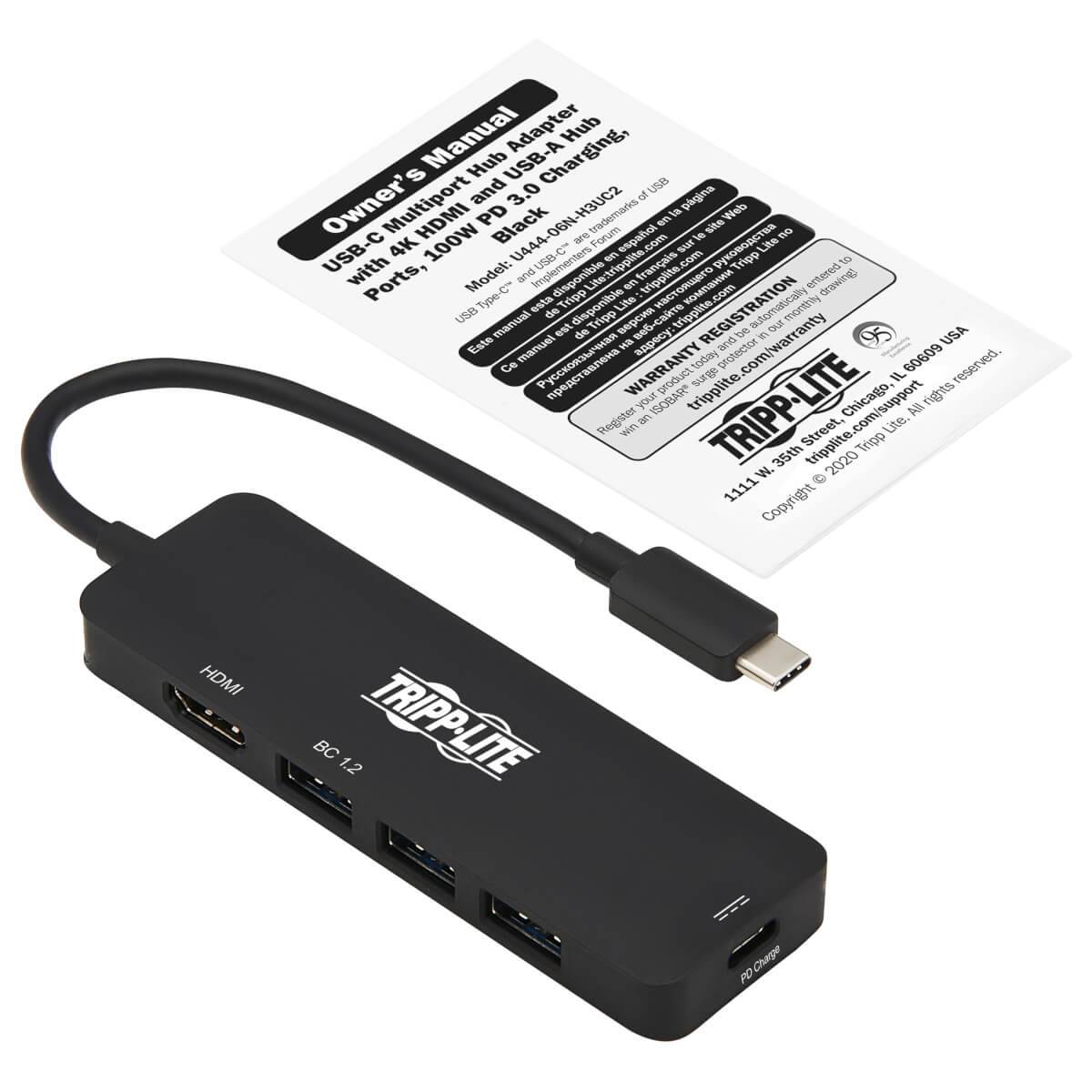 Rca Informatique - image du produit : USB-C MULTIPORT ADAPTER - 4K 60 HZ HDMI 3 USB-A HUB PORTS 100W P