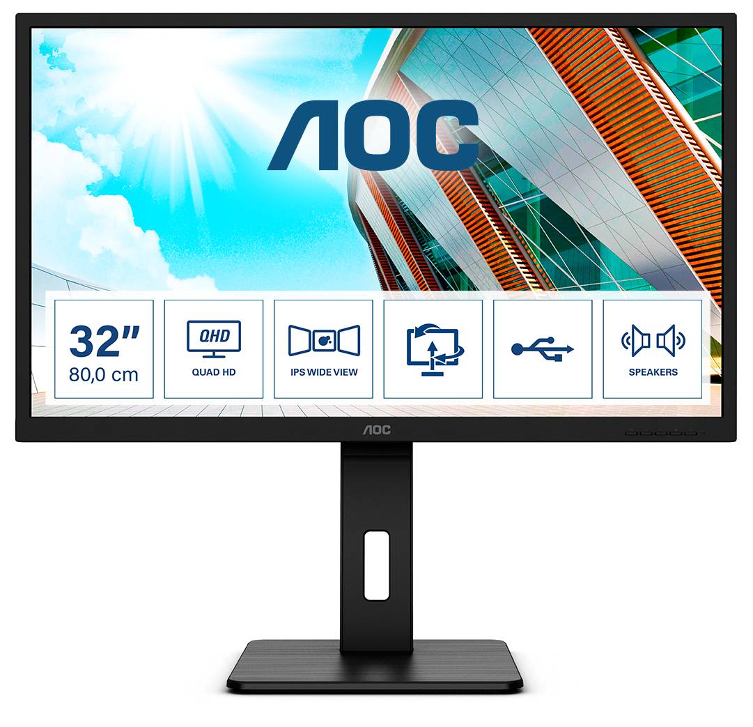 Rca Informatique - image du produit : Q32P2 31.5IN IPS QHD 250CD/2HDMI/DP/4USB/HAS