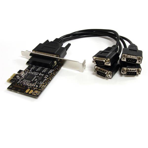 Rca Informatique - Image du produit : CARTE SERIE RS232 PCI-E 4 PORTS AVEC CABLE