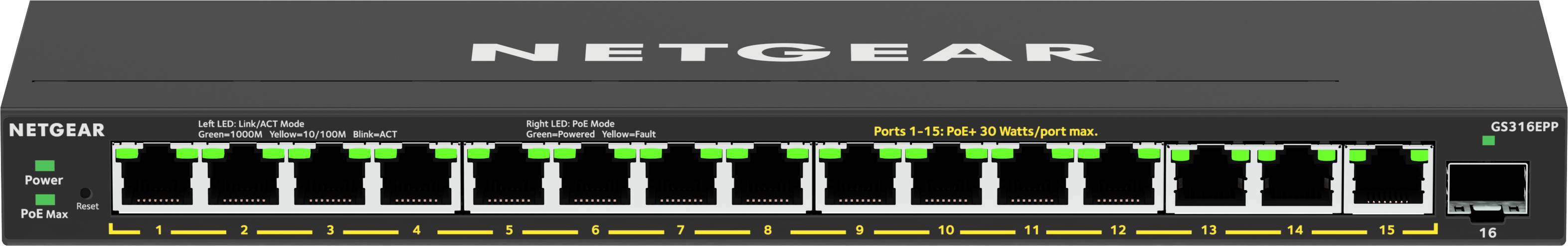 Rca Informatique - image du produit : 16-PORT GE PLUS SWITCH HIGH-POWER POE+ (GS316PP)