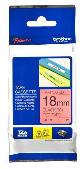 Rca Informatique - image du produit : TZE-441 LAMINATED TAPE 18MM 8M NOIR/ROUGE