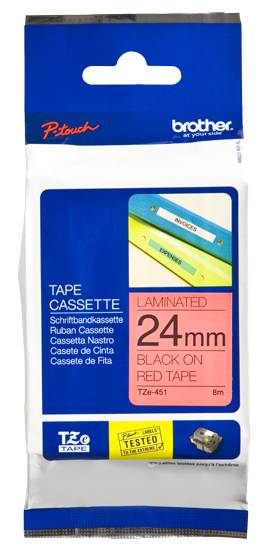 Rca Informatique - Image du produit : TZE-451 LAMINATED TAPE 24MM 8M NOIR/ROUGE