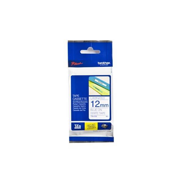 Rca Informatique - image du produit : TZE-233 LAMINATED TAPE 12MM 8M BLEU/BLANC