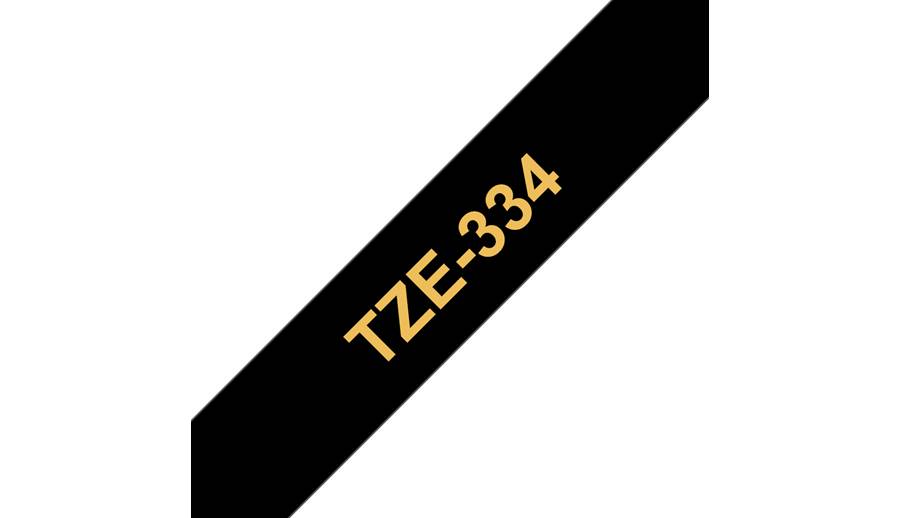 Rca Informatique - image du produit : TZE-334 LAMINATED TAPE 12MM 8M GOLD ON BLACK