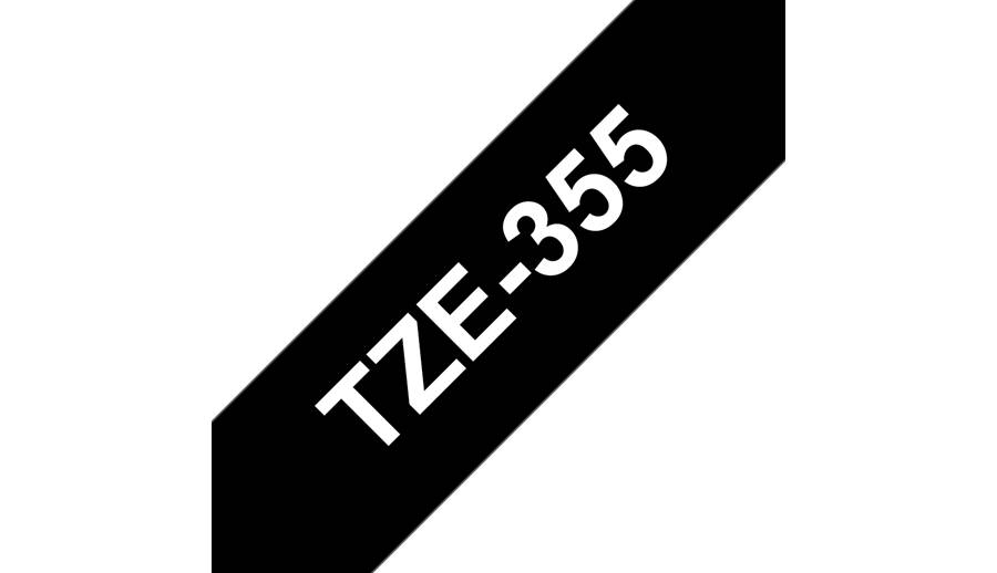 Rca Informatique - image du produit : TZE-355 LAMINATED TAPE 24MM 8M BLANC/NOIR