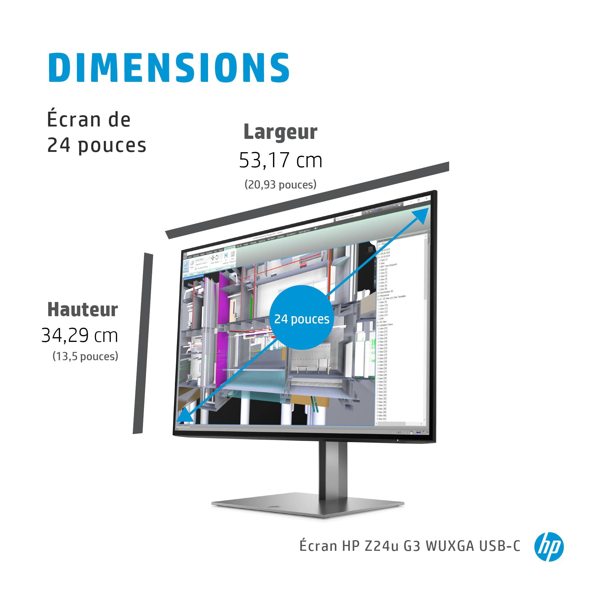 Rca Informatique - image du produit : HP Z24U G3 USB-C WUXGA 24IN/LCD DISPLAY/1920 X 1200/16:10/5MS GT