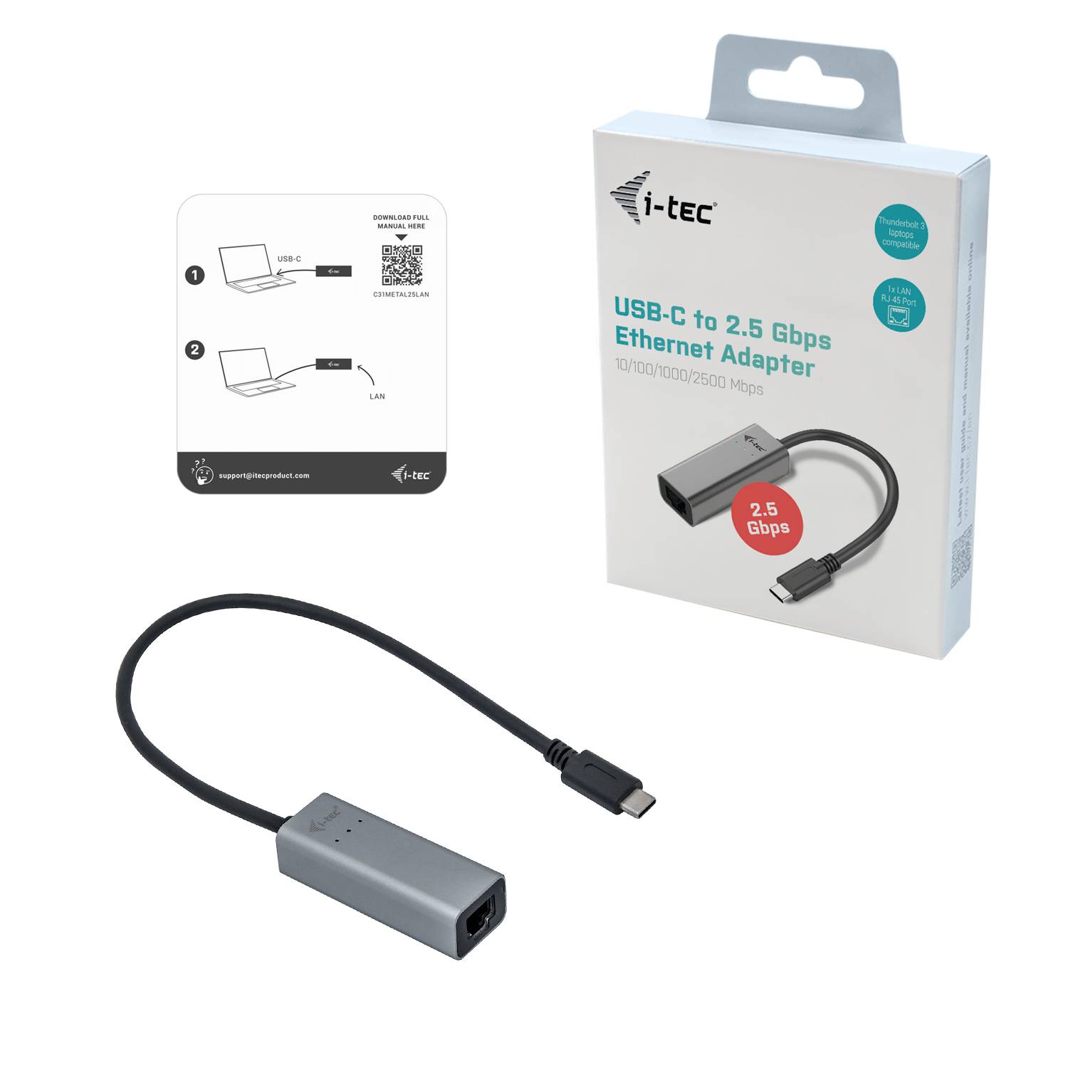 Rca Informatique - image du produit : I-TEC USB-C 2.5GBPS LAN ADAPTER I-TEC USB-C METAL ETHERNET