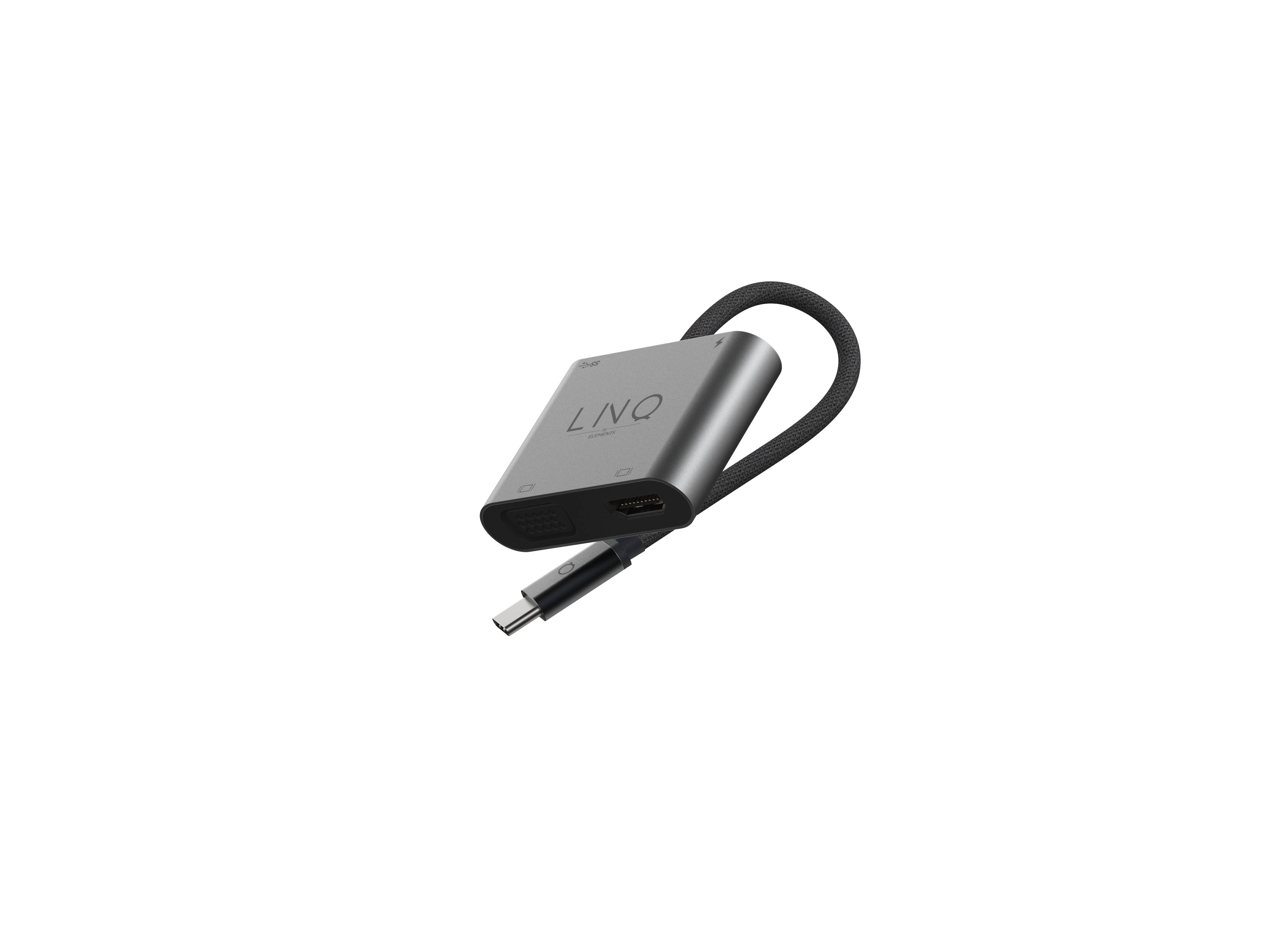 Rca Informatique - Image du produit : 4IN1 USB-C HUB 4K HDMI/VGA LINQ - GREY