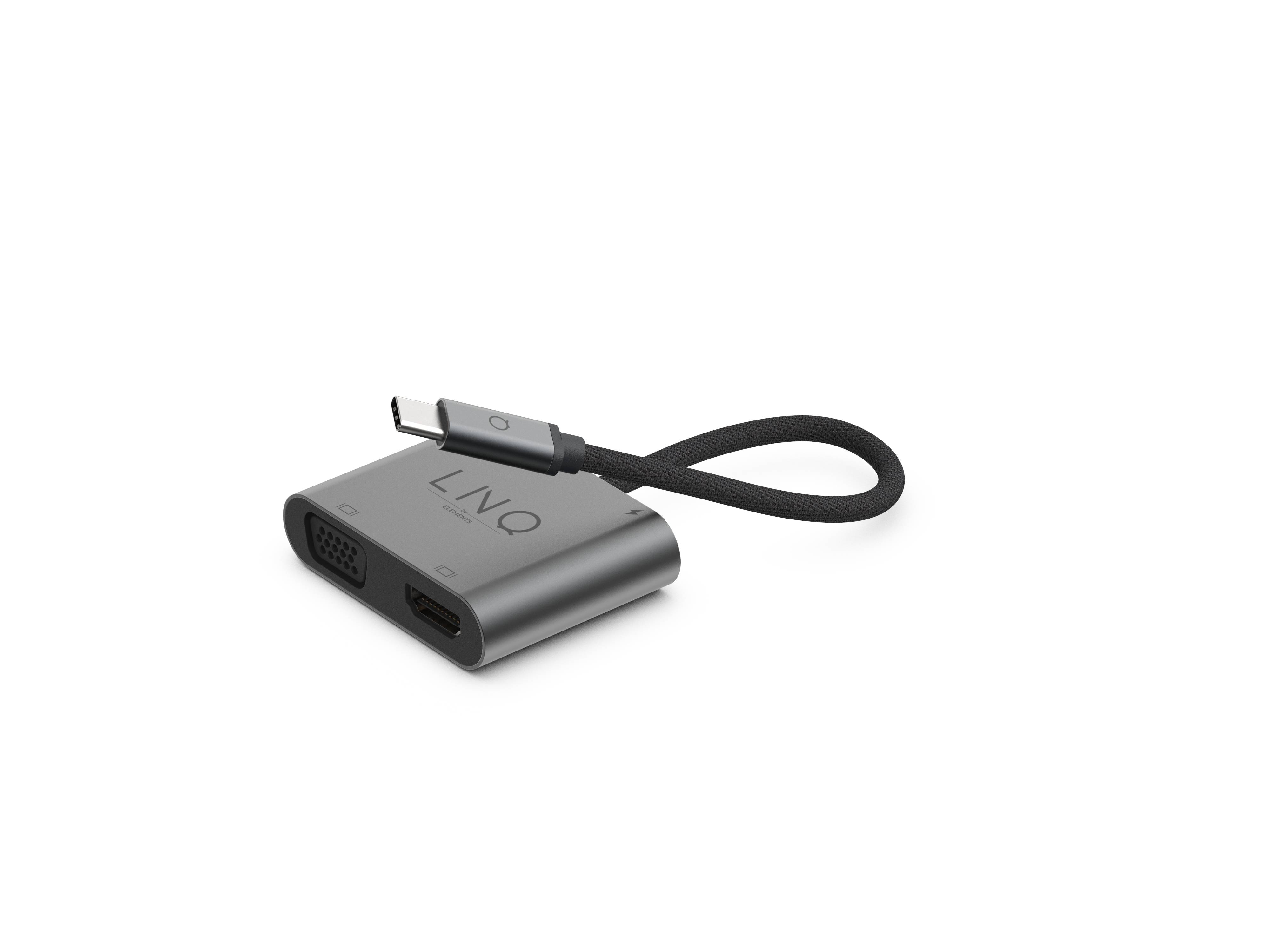 Rca Informatique - image du produit : 4IN1 USB-C HUB 4K HDMI/VGA LINQ - GREY