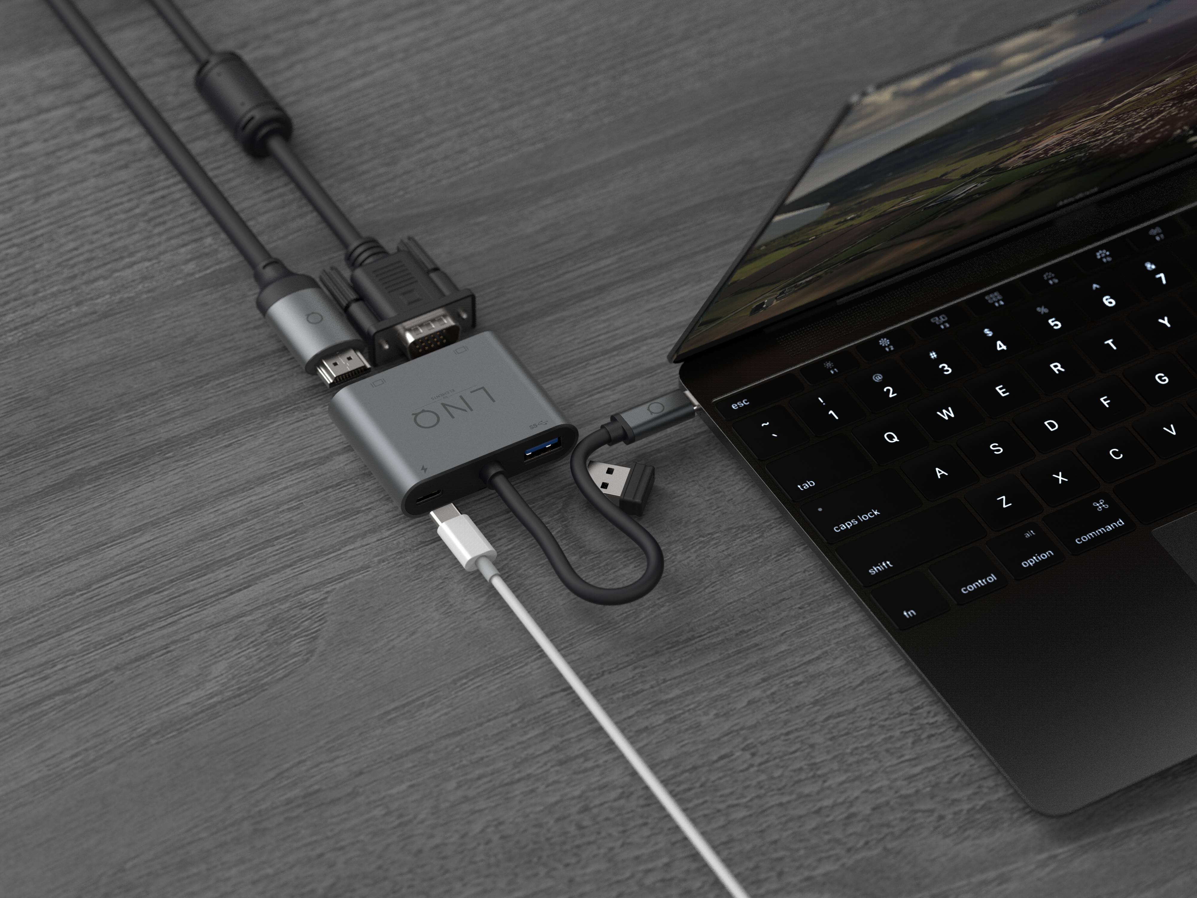 Rca Informatique - image du produit : 4IN1 USB-C HUB 4K HDMI/VGA LINQ - GREY