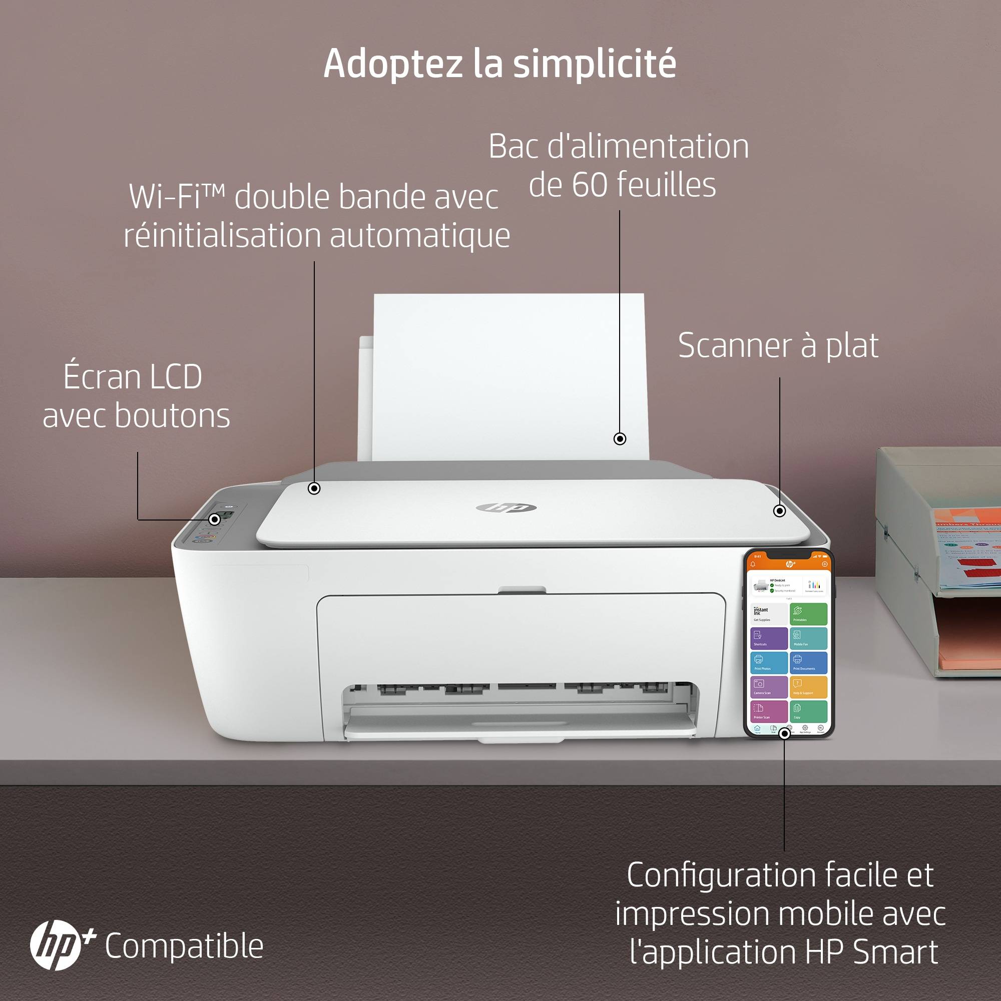 Rca Informatique - image du produit : DESKJET 2720E MFP HP+ WIRELESS PRINT SCAN COPY