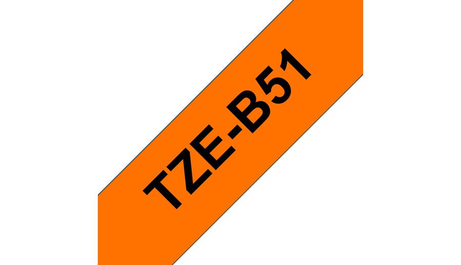 Rca Informatique - image du produit : TZE-B51 LAMINATED TAPE 24MM 5M NOIR/ORANGE FLUO